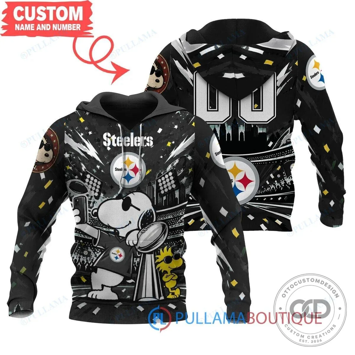 Pittsburgh Steelers Snoopy Woodstock Super Bowl Celebration Custom Hoodie