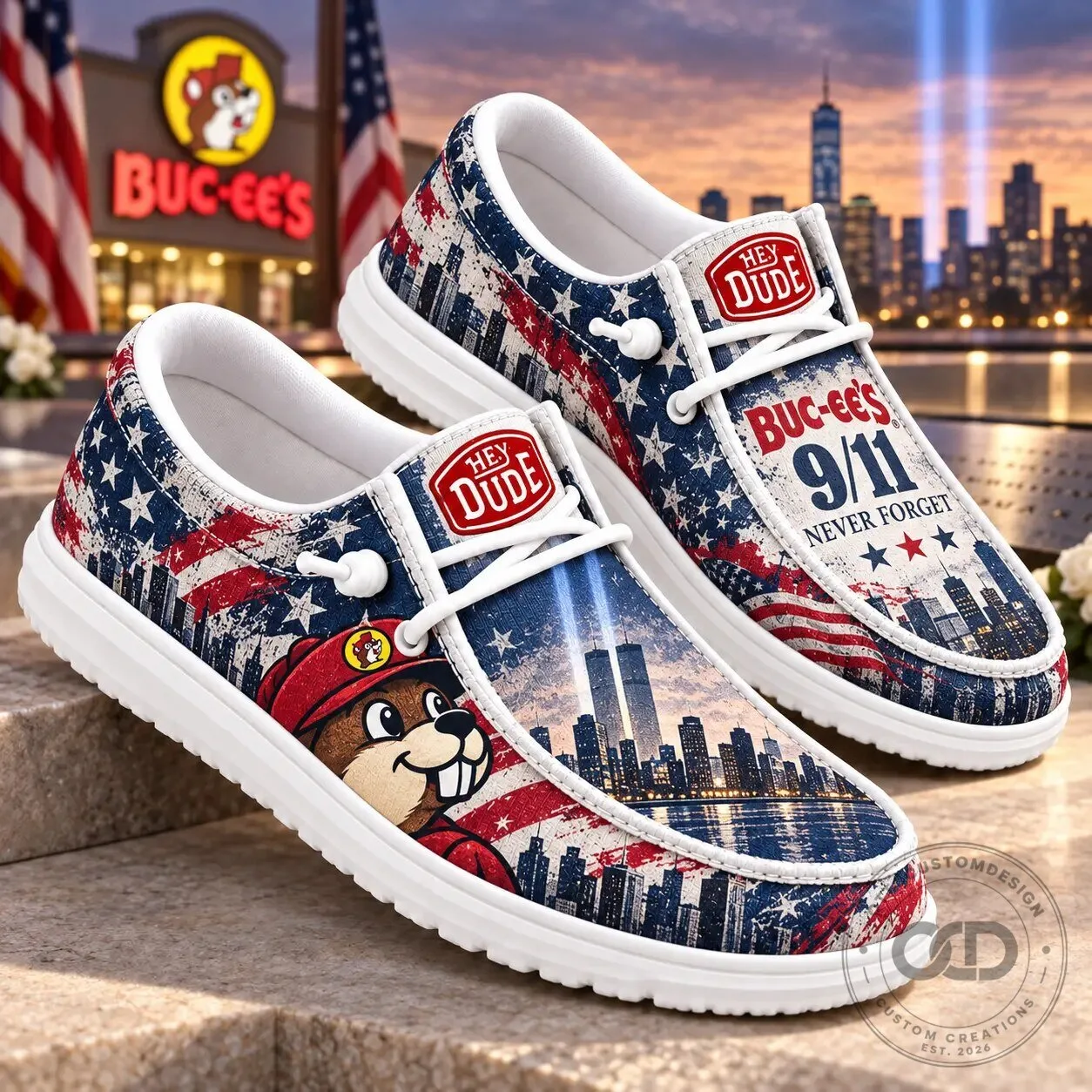 Buc-ee's 9/11 Never Forget New York City Tribute Loafer Shoes 1 Buc-ee's 9/11 Never Forget New York City Tribute Loafer Shoes