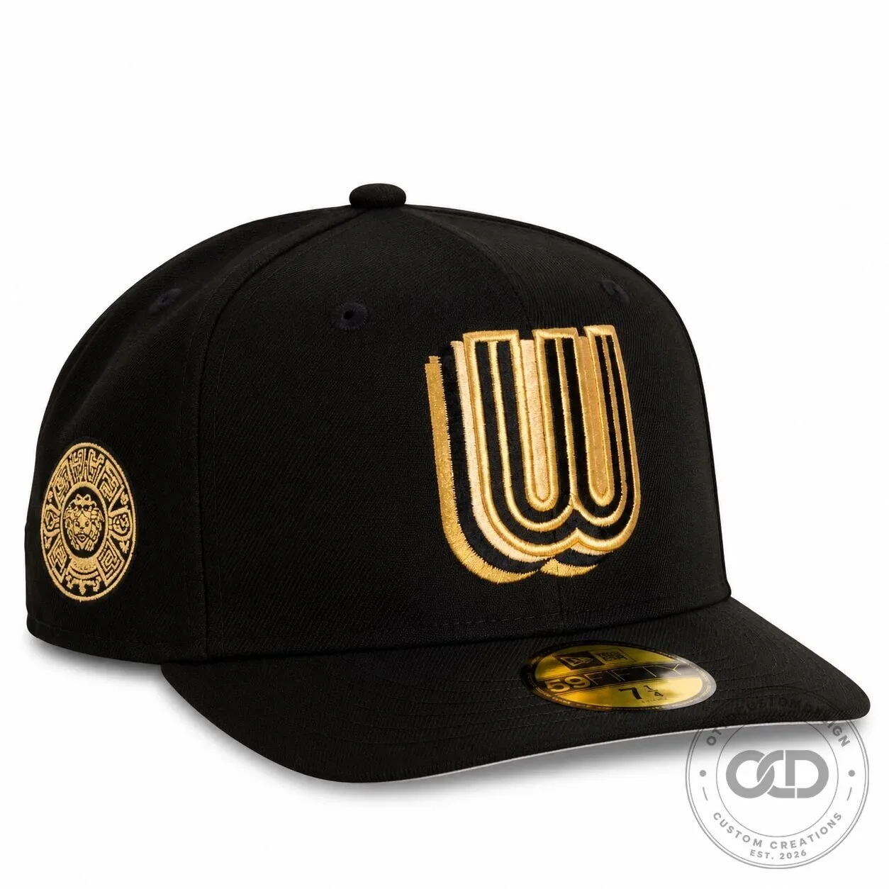 Mexico World Baseball Classic Gold Embroidered Black Fitted Cap Hat