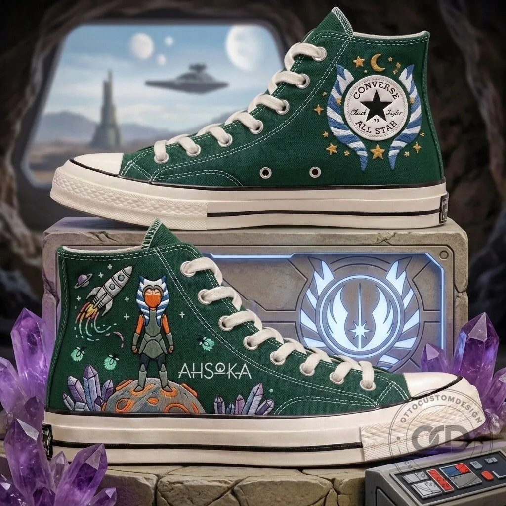 Star Wars Ahsoka Tano High-Top Sneakers - Custom Embroidered Chuck Taylor Shoes