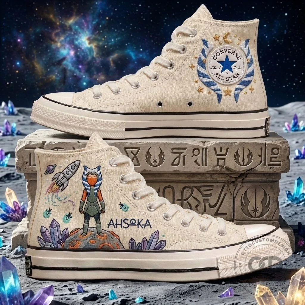 Star Wars Ahsoka Tano High-Top Sneakers - Custom Embroidered Chuck Taylor Shoes 11 Star Wars Ahsoka Tano High-Top Sneakers - Custom Embroidered Chuck Taylor Shoes