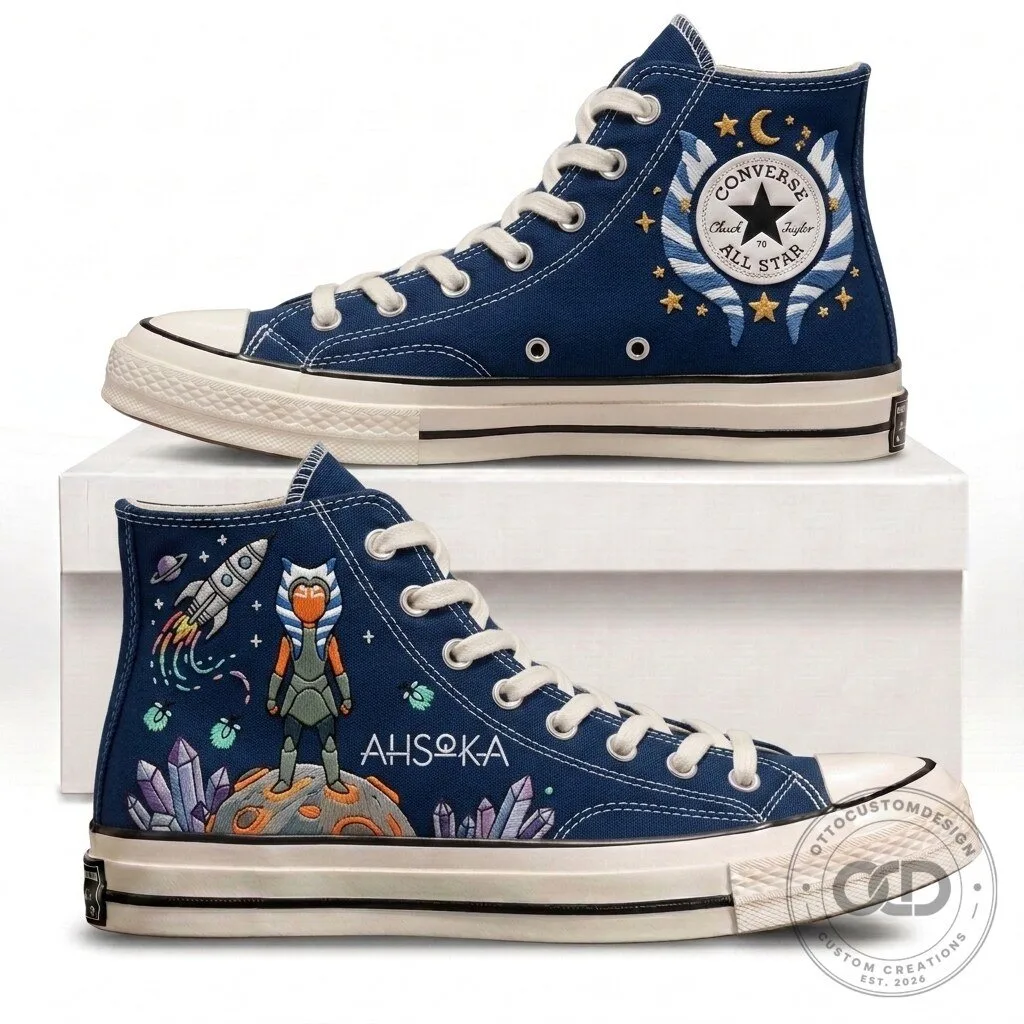 Star Wars Ahsoka Tano High-Top Sneakers - Custom Embroidered Chuck Taylor Shoes 13 Star Wars Ahsoka Tano High-Top Sneakers - Custom Embroidered Chuck Taylor Shoes
