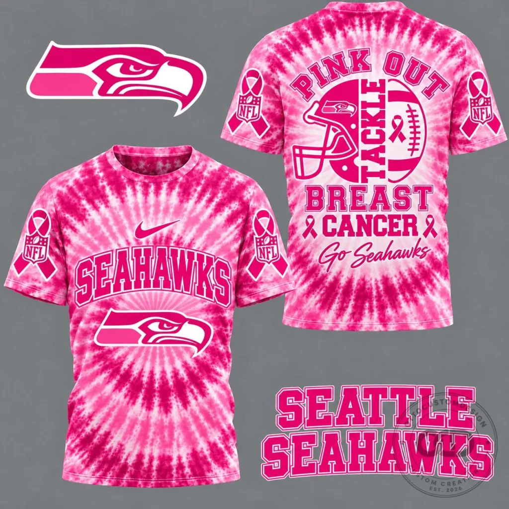 Seattle Seahawks Pink Out Tackle Breast Cancer Tie-Dye T-Shirt Seattle Seahawks Pink Out Tackle Breast Cancer Tie-Dye T-Shirt