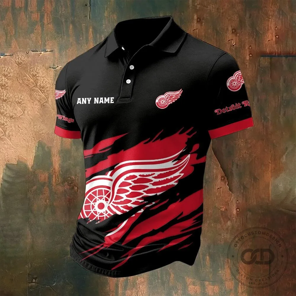 Detroit Red Wings Personalized Name Multi Color Polo Shirt