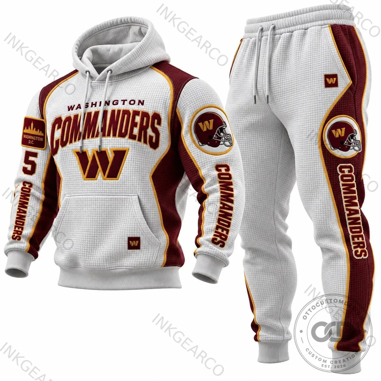 Waffle Knit Sweatshirt Hoodie for Washington Commanders Football Team