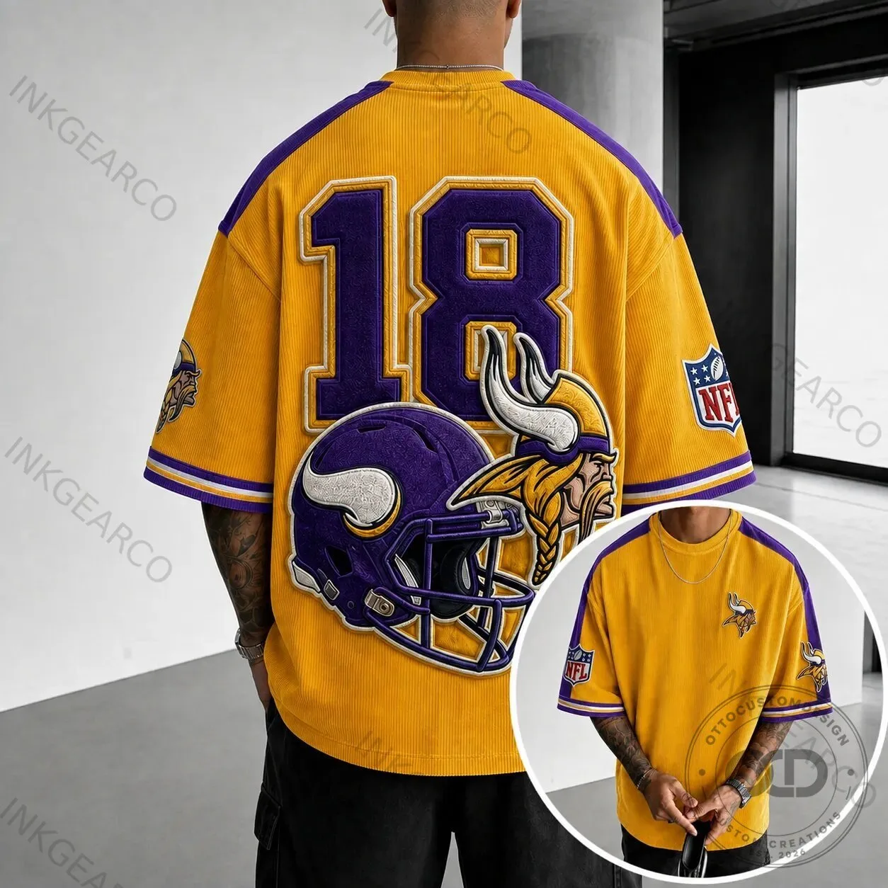 Minnesota Vikings NFL Football Team Helmet Design Yellow T-Shirt