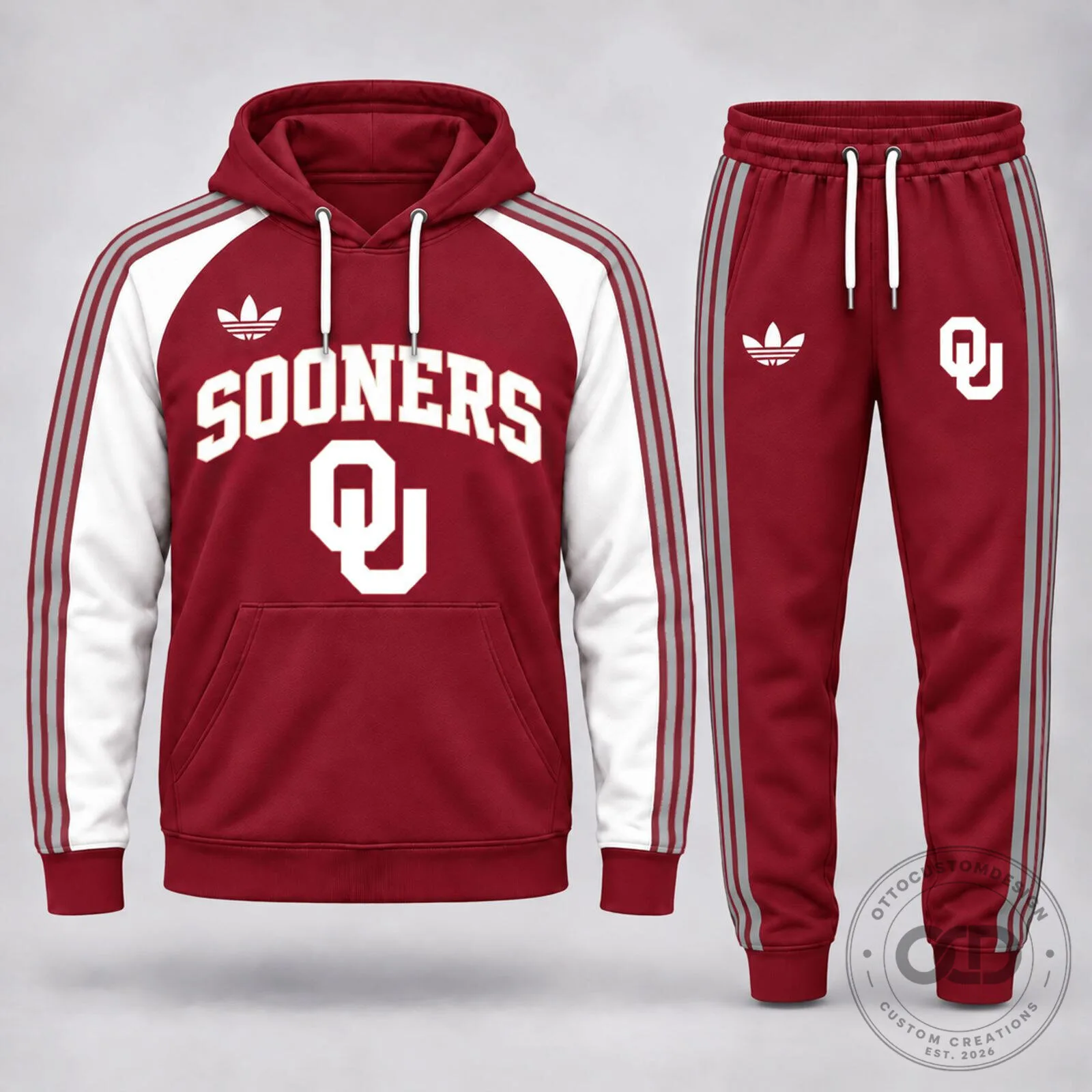 Oklahoma Sooners NCAA College Football Team Red and White Hoodie