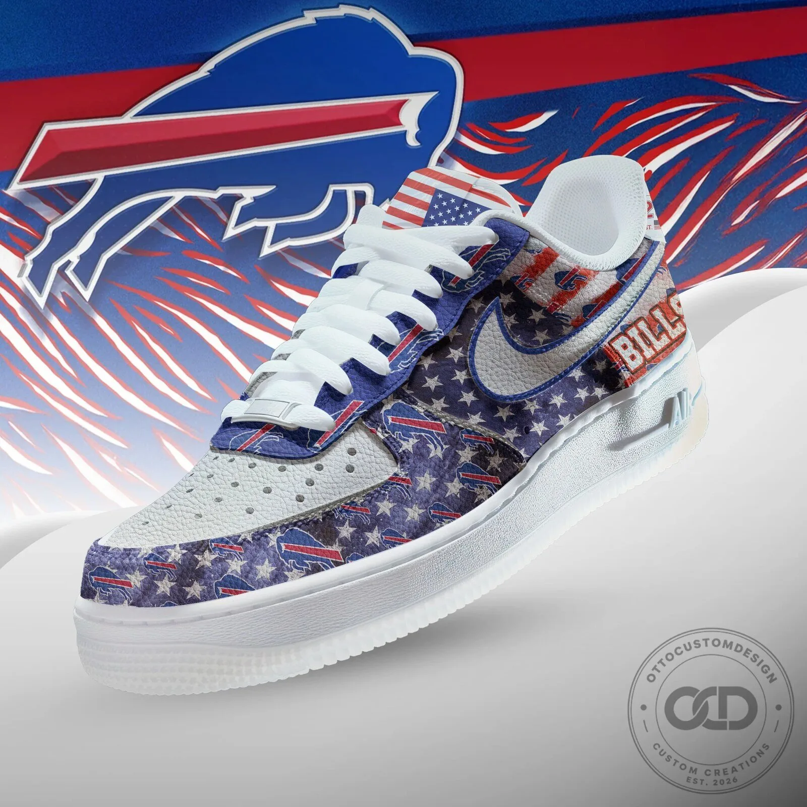 Buffalo Bills American Flag Pattern Custom Design Shoes