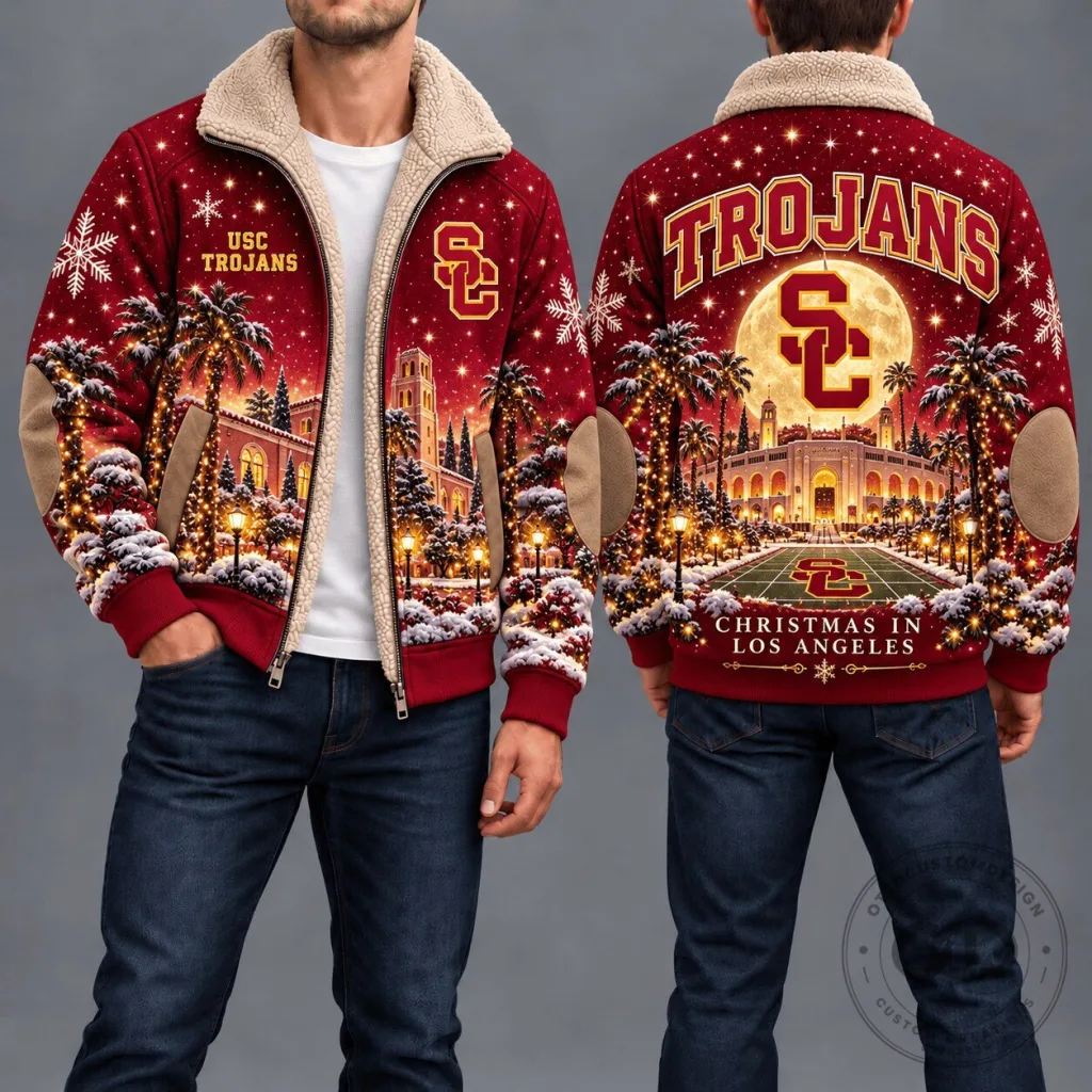 USC Trojans Christmas in Los Angeles Sherpa Fleece Jacket USC Trojans Christmas in Los Angeles Sherpa Fleece Jacket
