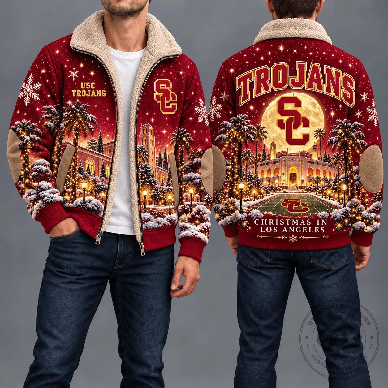 USC Trojans Christmas in Los Angeles Sherpa Fleece Jacket