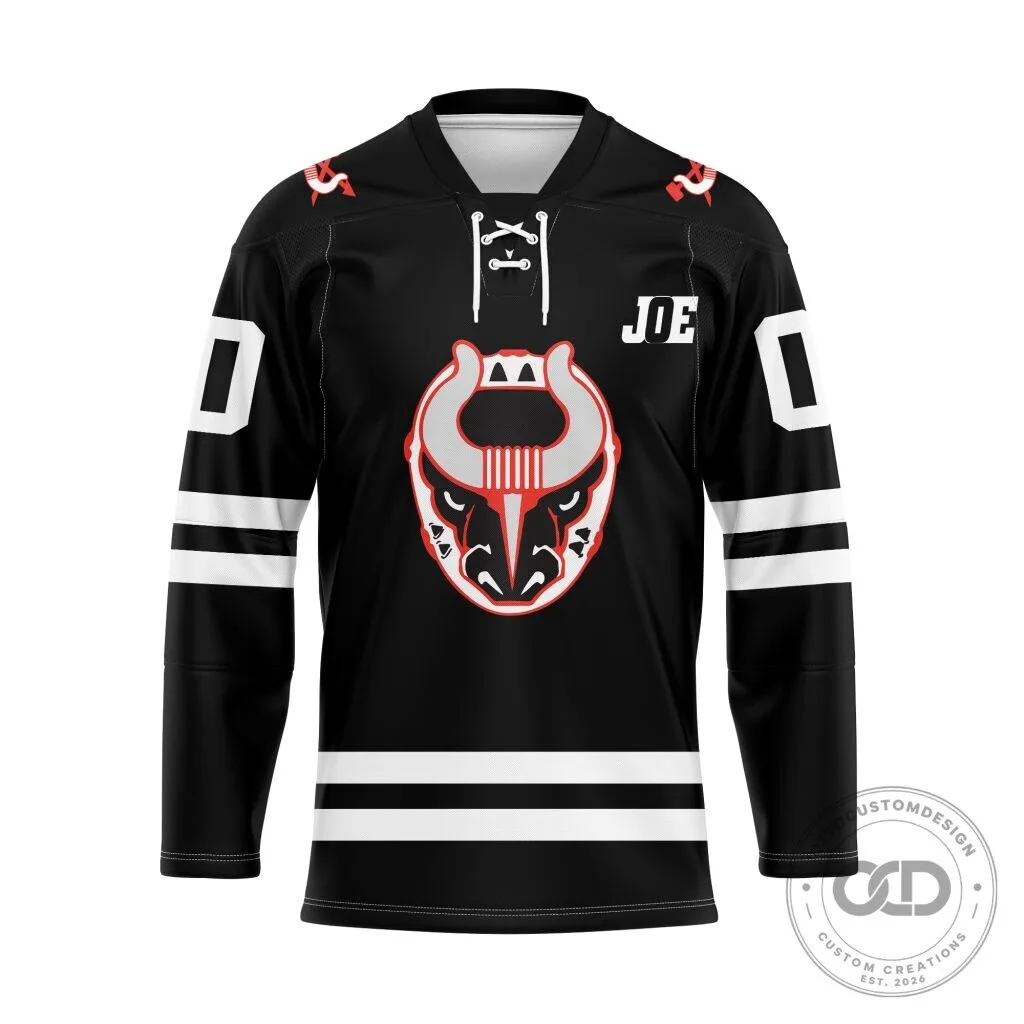 Birmingham Bulls Personalized Black Lace Hockey Jersey