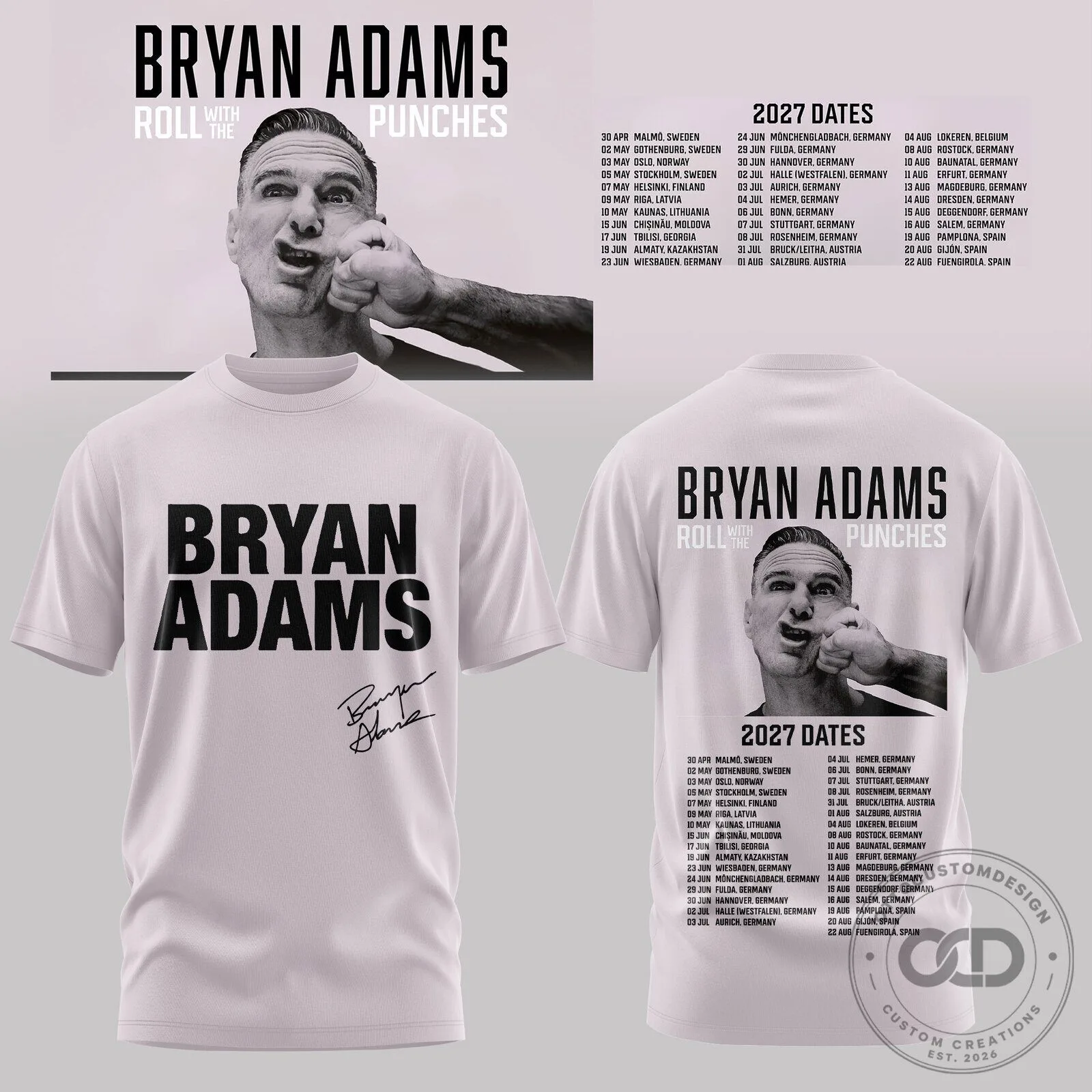 Bryan Adams Roll With The Punches Tour 2027 Edition T-Shirt