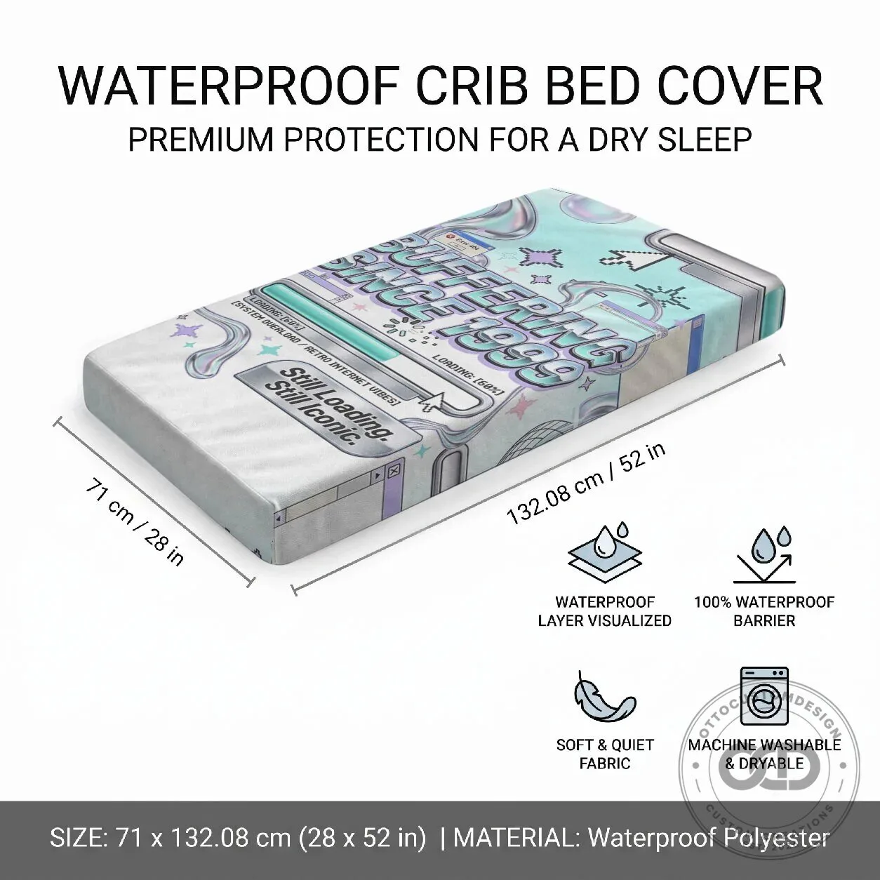 Buffering Since 1999 Y2K Retro Tech Vaporwave 90s Cyber Aesthetic Baby Crib Bedding 9 Buffering Since 1999 Y2K Retro Tech Vaporwave 90s Cyber Aesthetic Baby Crib Bedding