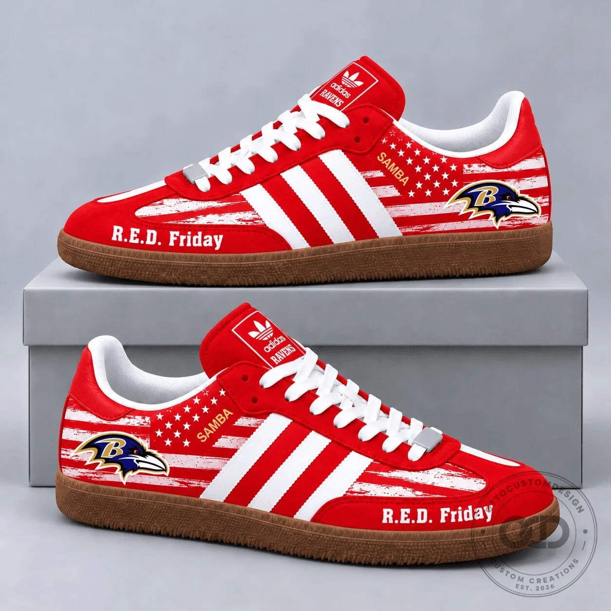 Baltimore Ravens NFL R.E.D. Friday American Flag Military Tribute Samba Shoes