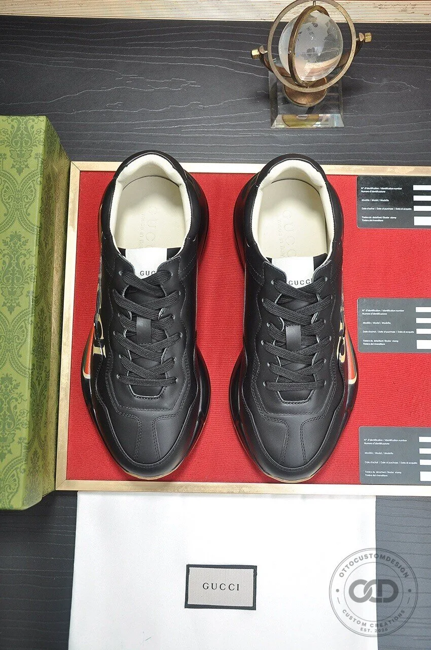 Gucci Black Leather Chunky Sole Sneakers for Men and Women 10 Gucci Black Leather Chunky Sole Sneakers for Men and Women