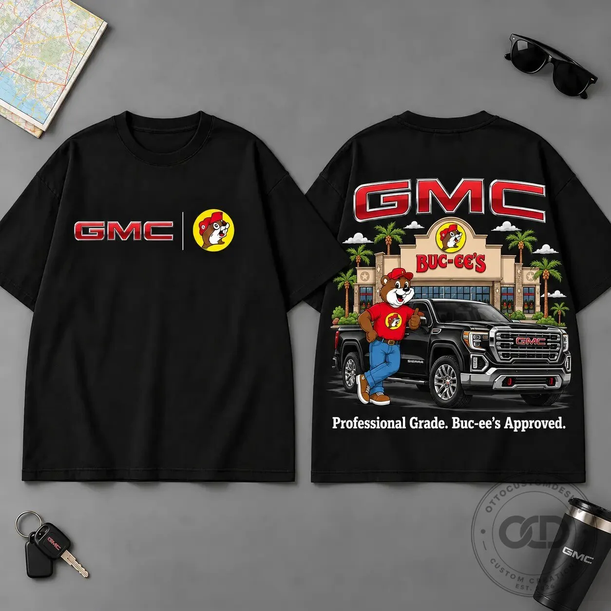 GMC Sierra Truck Buc-ee's Approved Professional Grade Black Graphic T-Shirt
