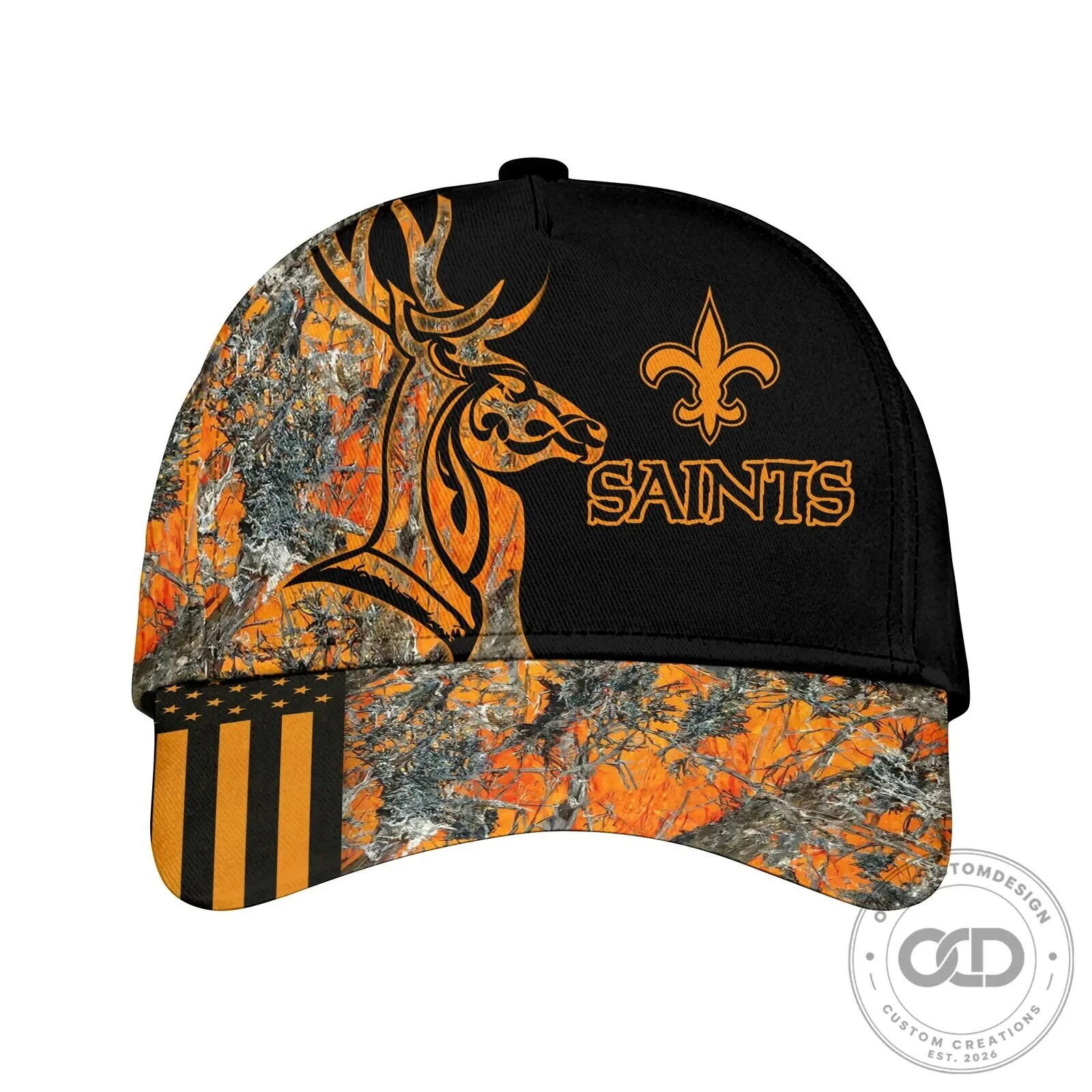 New Orleans Saints Deer Hunting Camouflage Pattern Baseball Cap Hat 2 New Orleans Saints Deer Hunting Camouflage Pattern Baseball Cap Hat