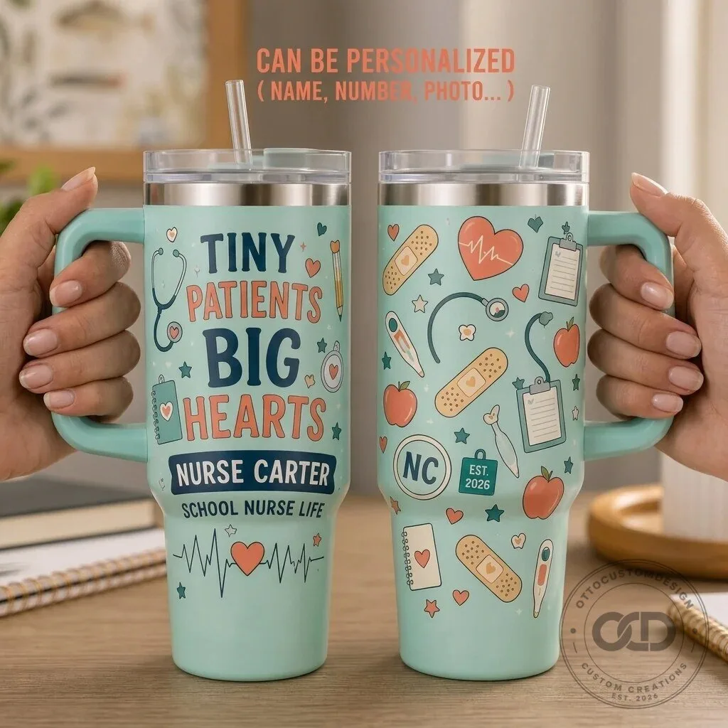 Personalized School Nurse Tiny Patients Big Hearts Insulated Tumbler