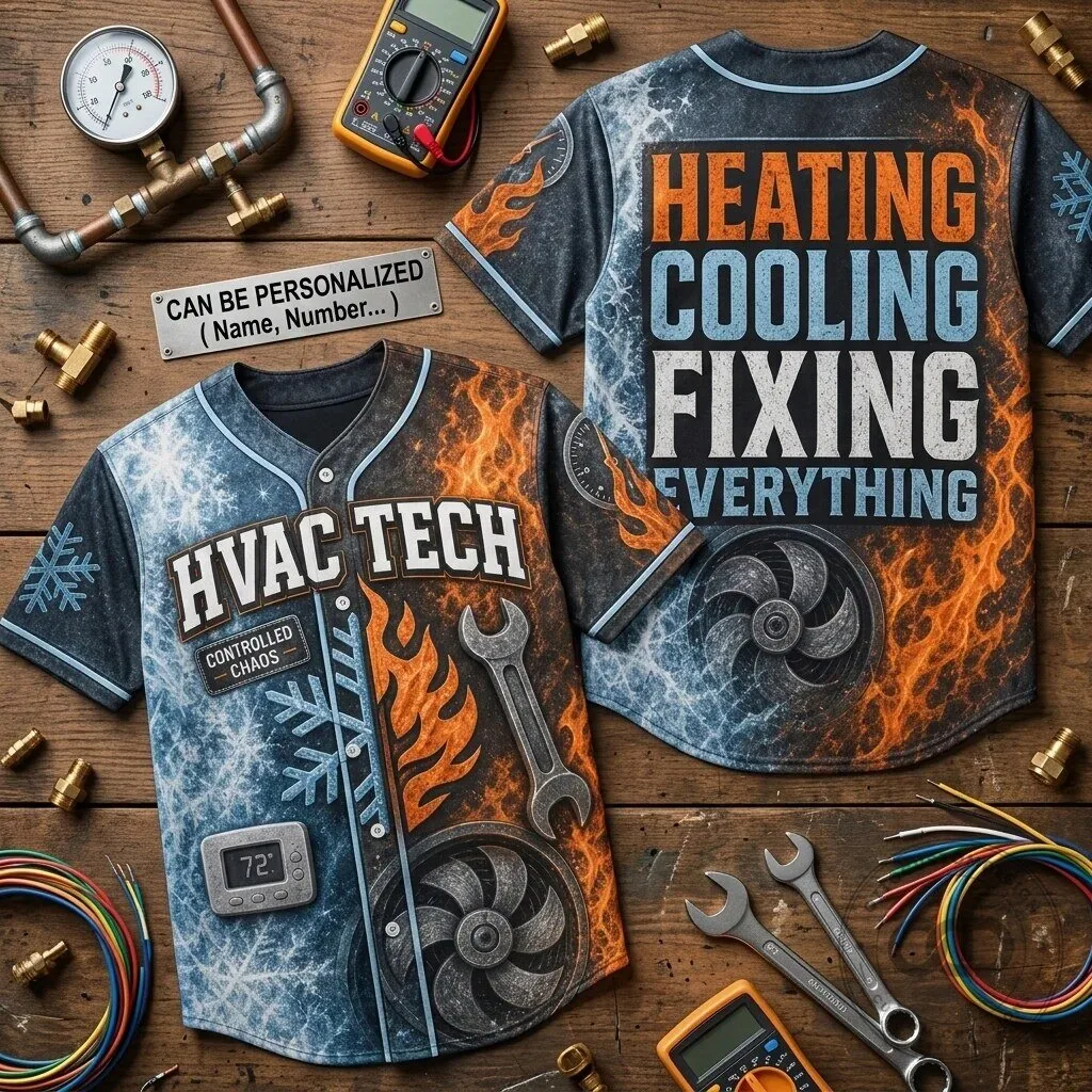 HVAC Technician Heating Cooling Fixing Everything Personalized Baseball Jersey