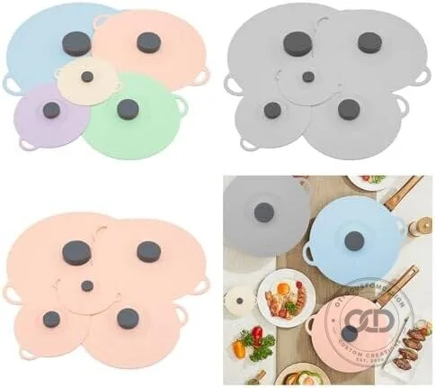 Reusable Silicone Food Storage Covers Round Stretch Lids Set of Five 11 Reusable Silicone Food Storage Covers Round Stretch Lids Set of Five