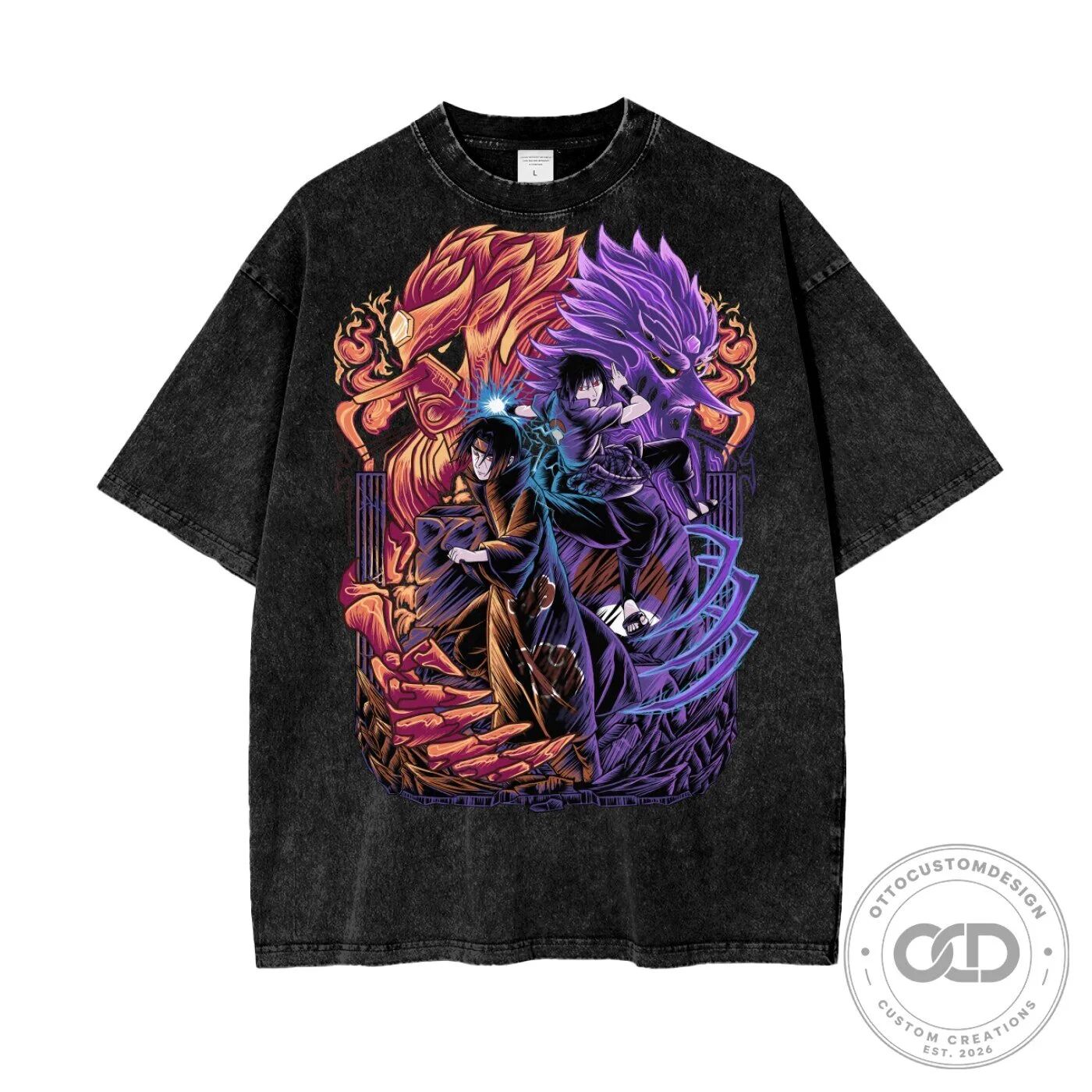Naruto Sasuke and Itachi Uchiha Brothers Oversized Snow Washed T-Shirt 6 Naruto Sasuke and Itachi Uchiha Brothers Oversized Snow Washed T-Shirt