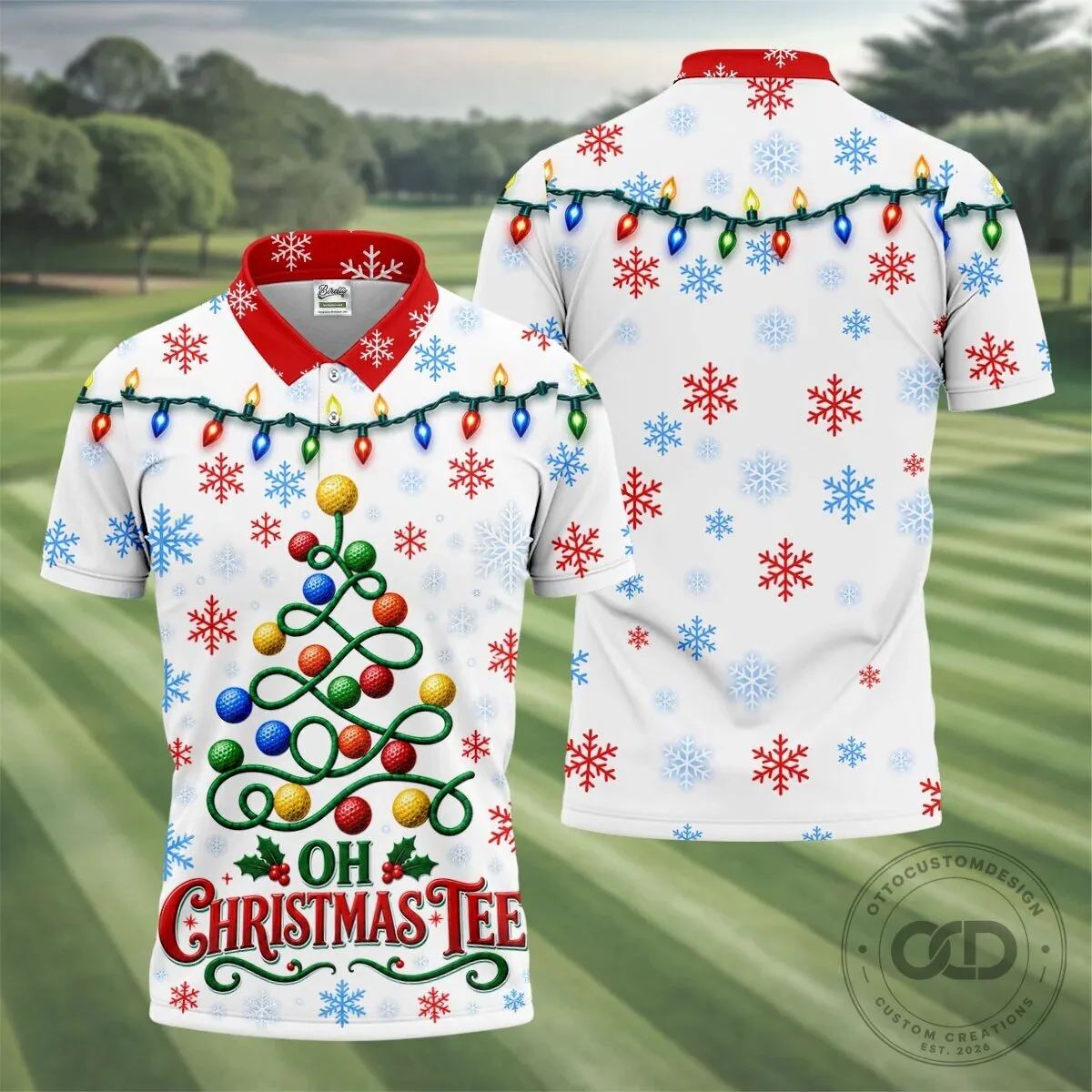 Christmas Golf Ball Tree Pattern Holiday Season Men's Polo Shirt 17 Christmas Golf Ball Tree Pattern Holiday Season Men
