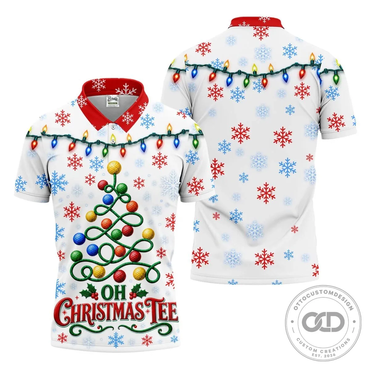 Christmas Golf Ball Tree Pattern Holiday Season Men's Polo Shirt 22 Christmas Golf Ball Tree Pattern Holiday Season Men