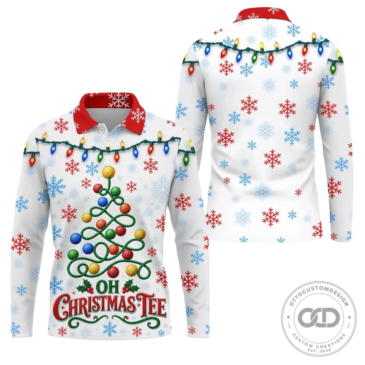 Christmas Golf Ball Tree Pattern Holiday Season Men's Polo Shirt 24 Christmas Golf Ball Tree Pattern Holiday Season Men