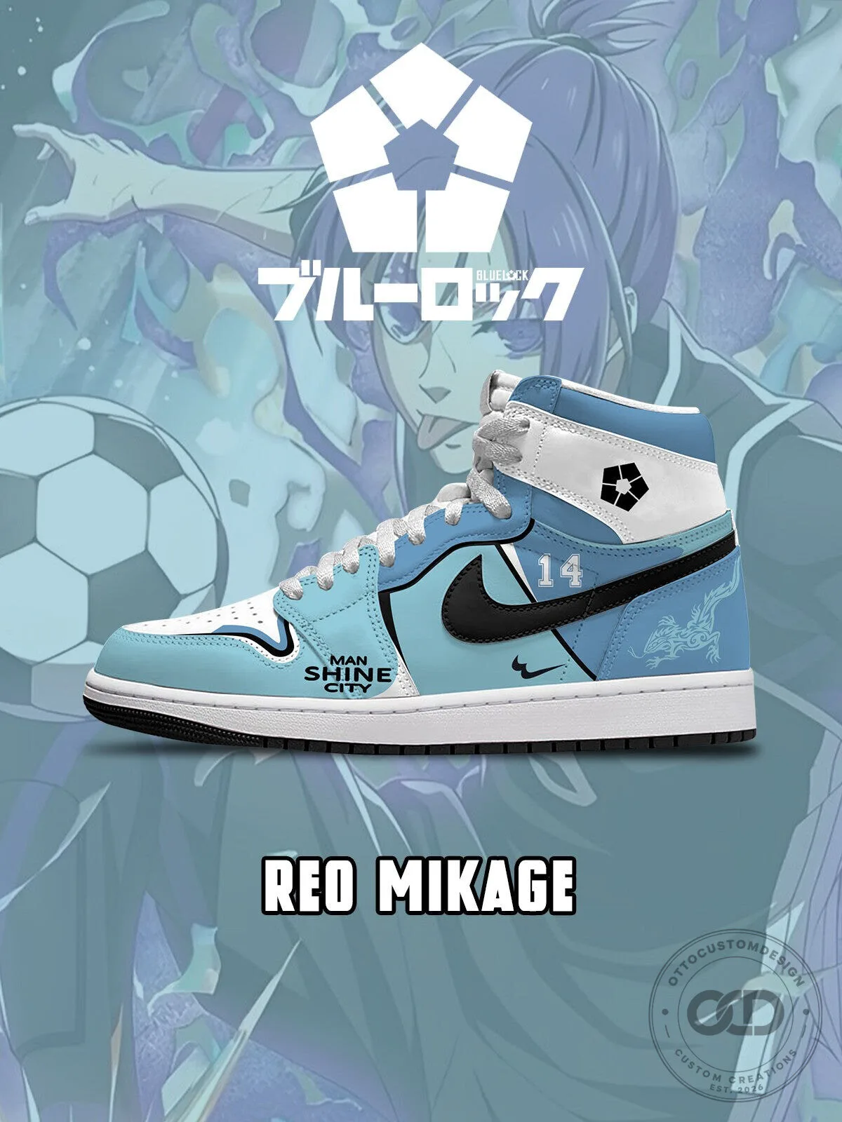 Reo Mikage Blue Lock Anime Manga High-Top Sneakers