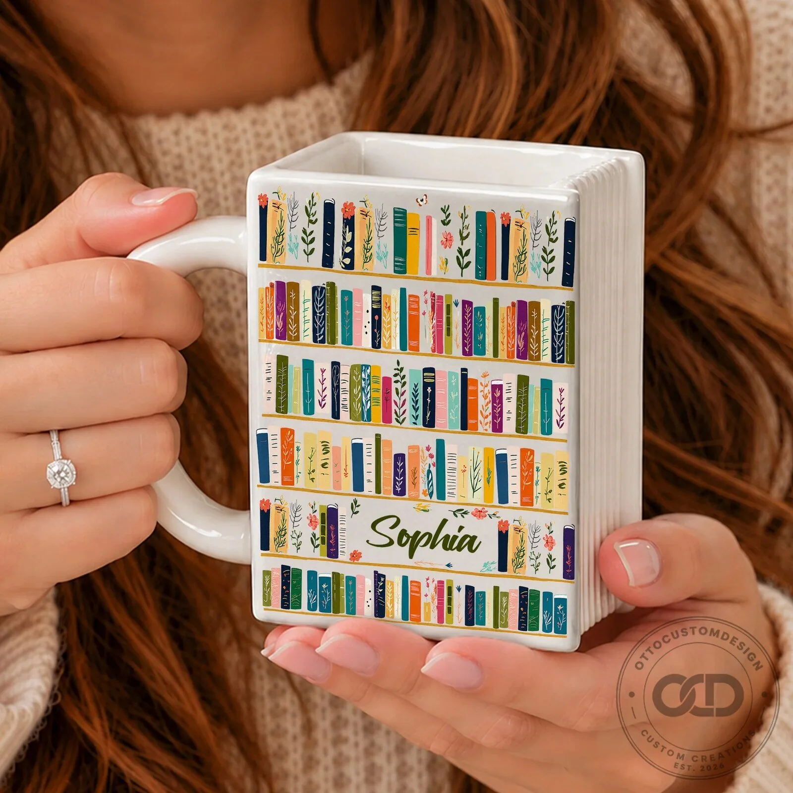 Personalized Bookshelf Library Mug for Book Lovers - Custom Name Coffee Cup 12 Personalized Bookshelf Library Mug for Book Lovers - Custom Name Coffee Cup