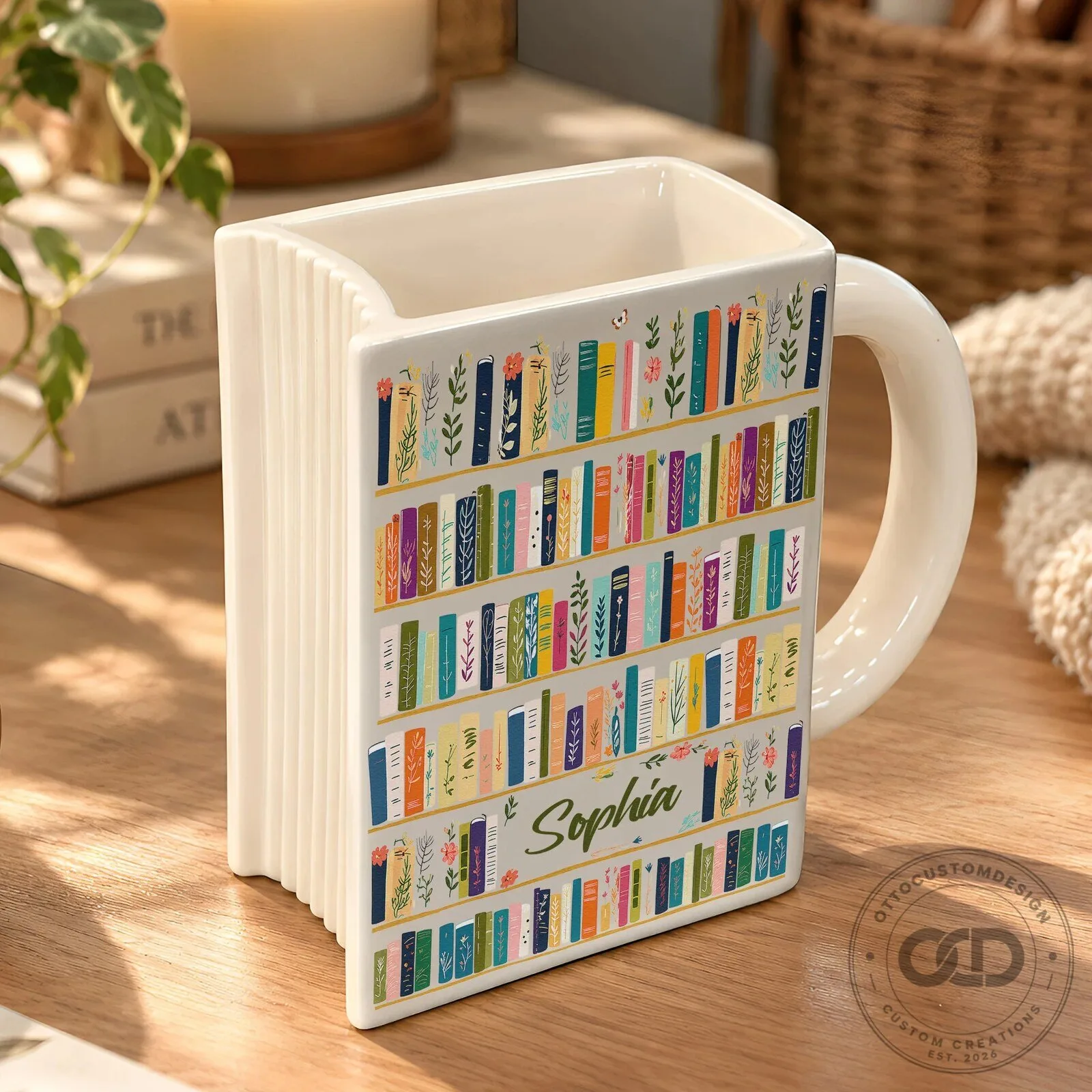 Personalized Bookshelf Library Mug for Book Lovers - Custom Name Coffee Cup 13 Personalized Bookshelf Library Mug for Book Lovers - Custom Name Coffee Cup