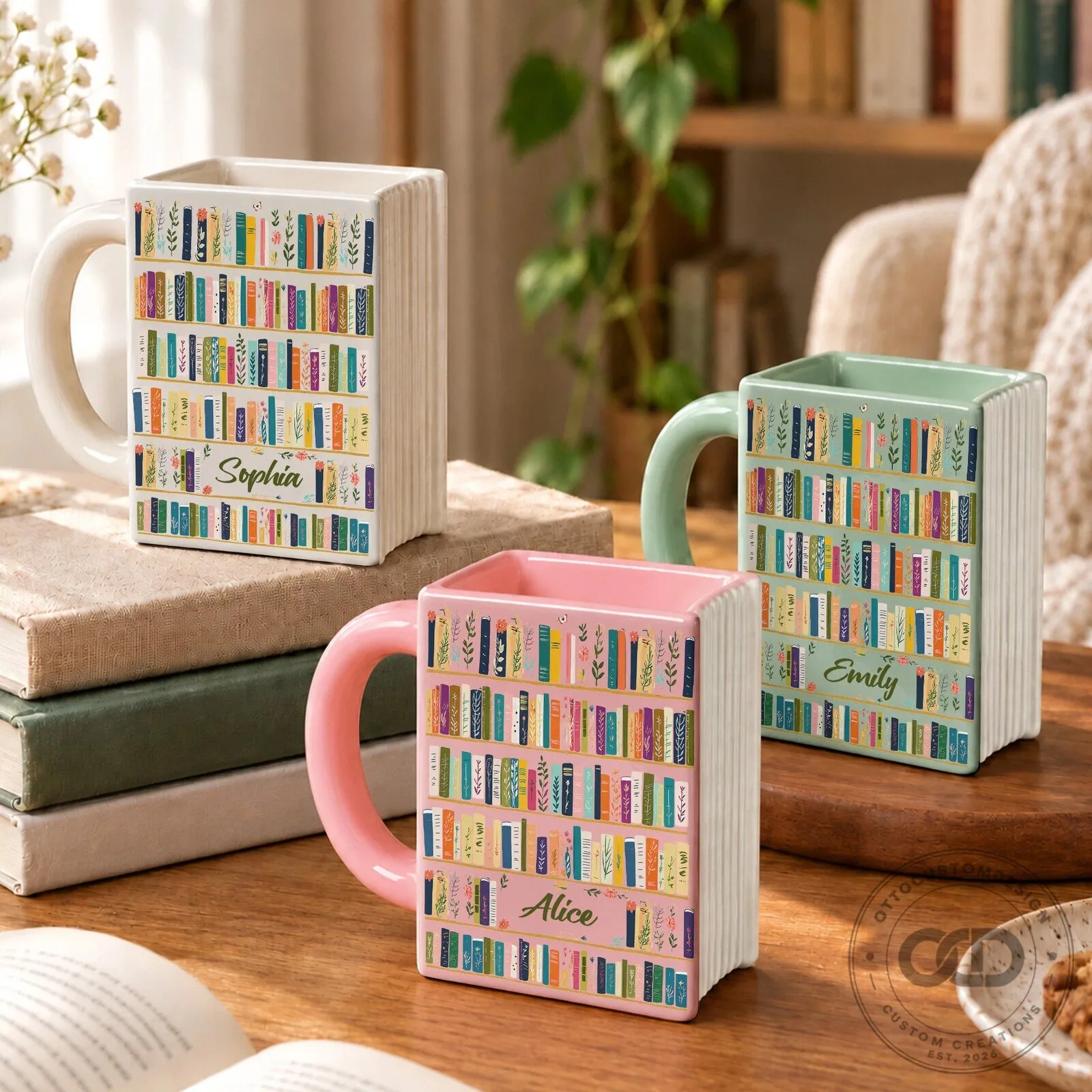 Personalized Bookshelf Library Mug for Book Lovers - Custom Name Coffee Cup 14 Personalized Bookshelf Library Mug for Book Lovers - Custom Name Coffee Cup