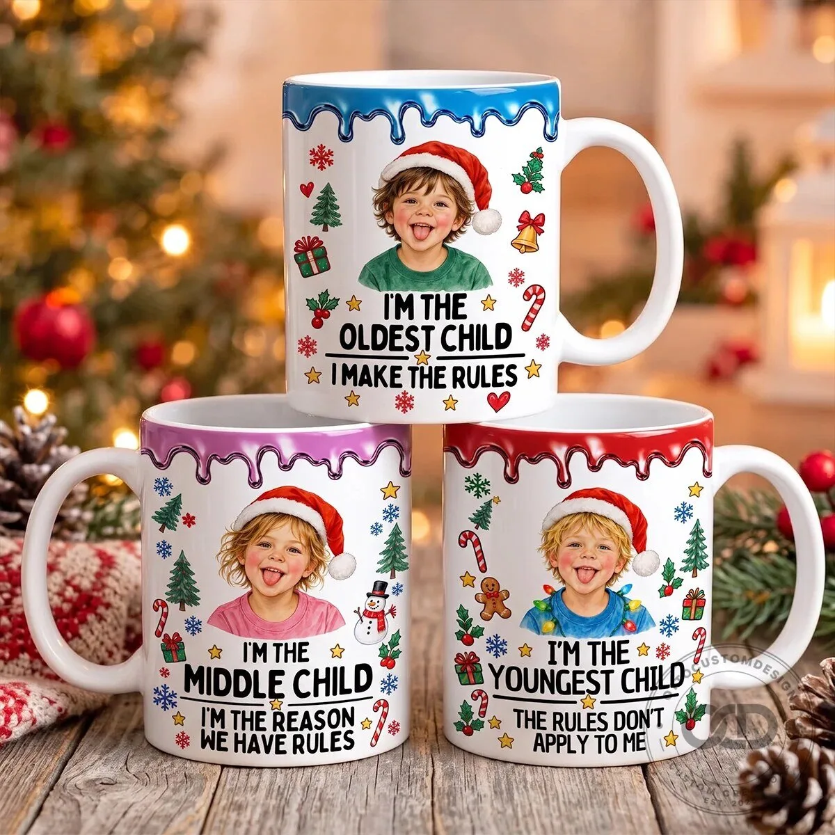 Personalized Christmas Oldest Middle Youngest Child Family Rules Coffee Mug
