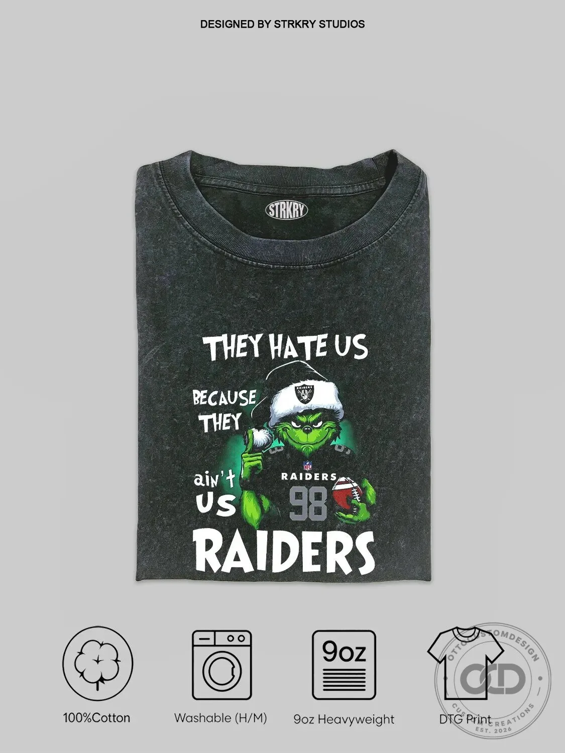 Oakland Raiders Grinch They Hate Us Because They Ain't Us Football T-Shirt