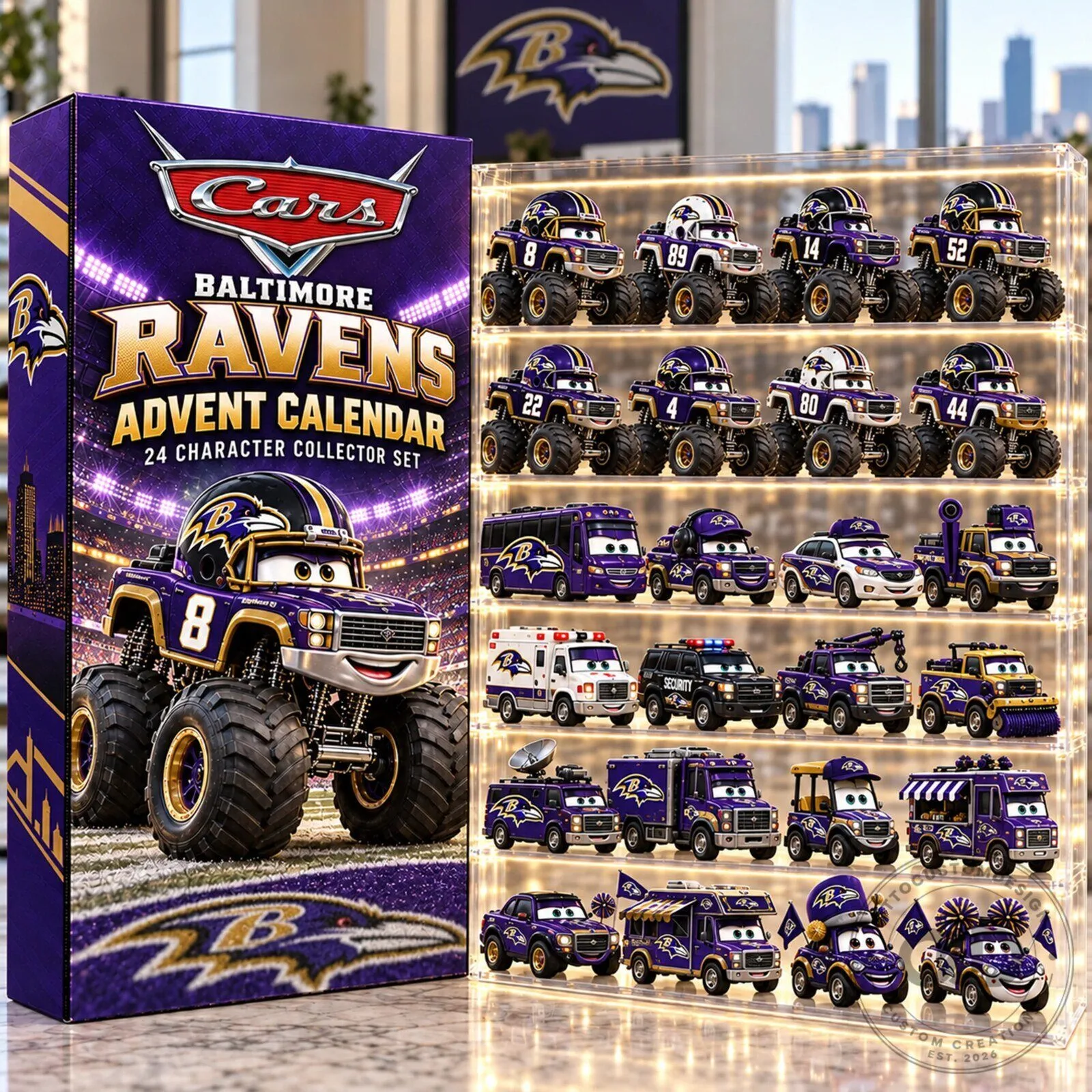 Baltimore Ravens Cars Advent Calendar 24 Character Collector Set 2D 1 Baltimore Ravens Cars Advent Calendar 24 Character Collector Set 2D