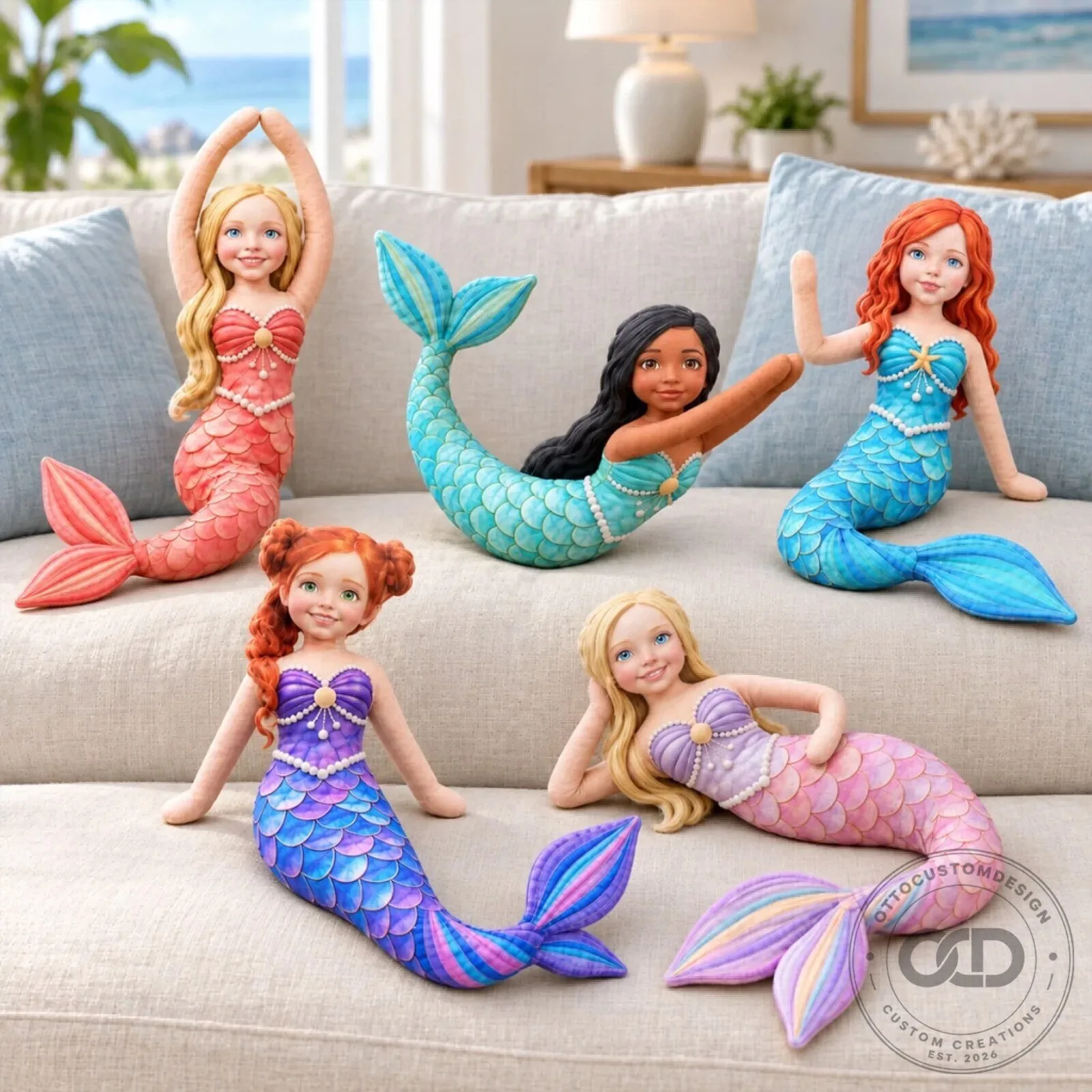 Personalized Mermaid Poseable Plush Doll with Custom Face and Hair 16 Personalized Mermaid Poseable Plush Doll with Custom Face and Hair