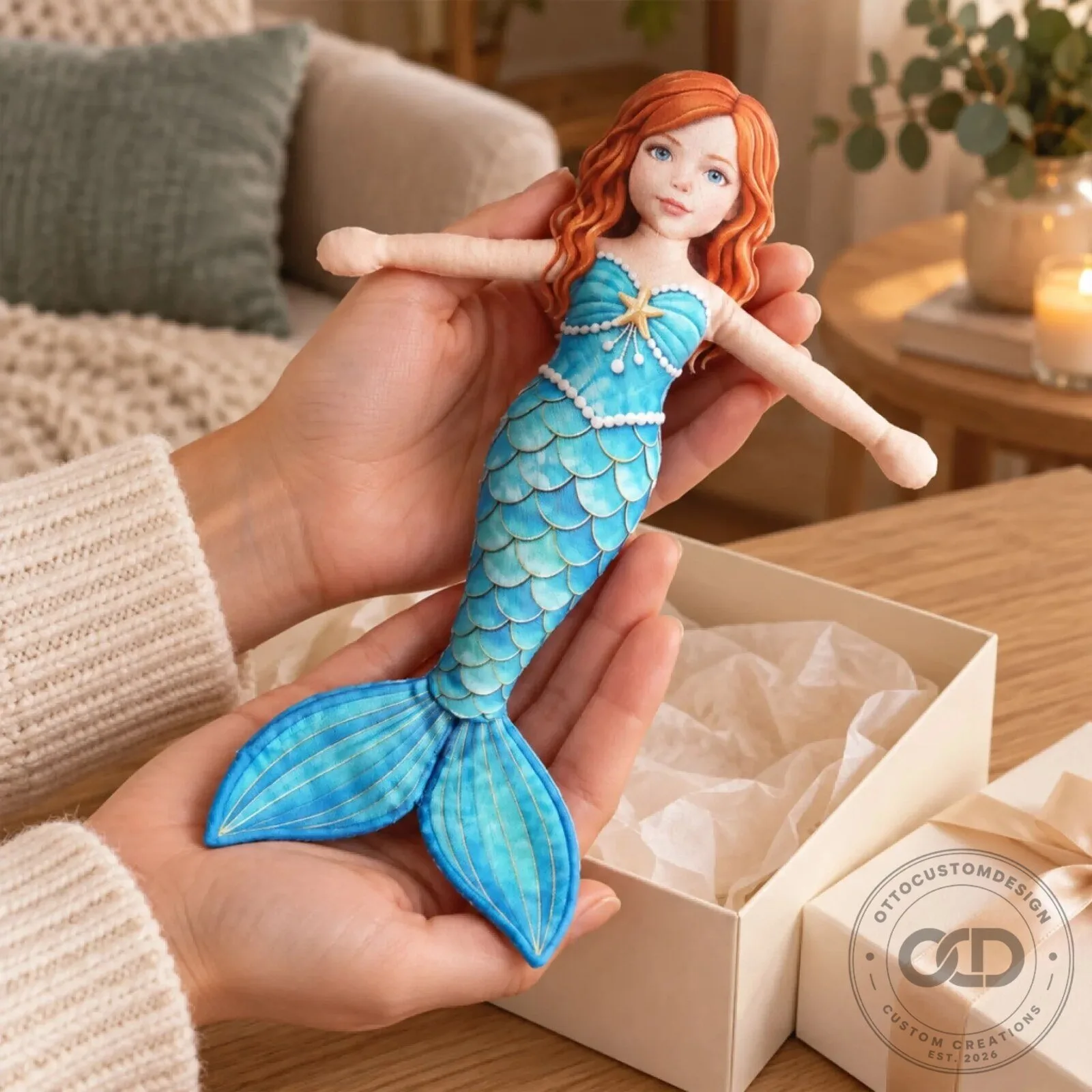 Personalized Mermaid Poseable Plush Doll with Custom Face and Hair 17 Personalized Mermaid Poseable Plush Doll with Custom Face and Hair