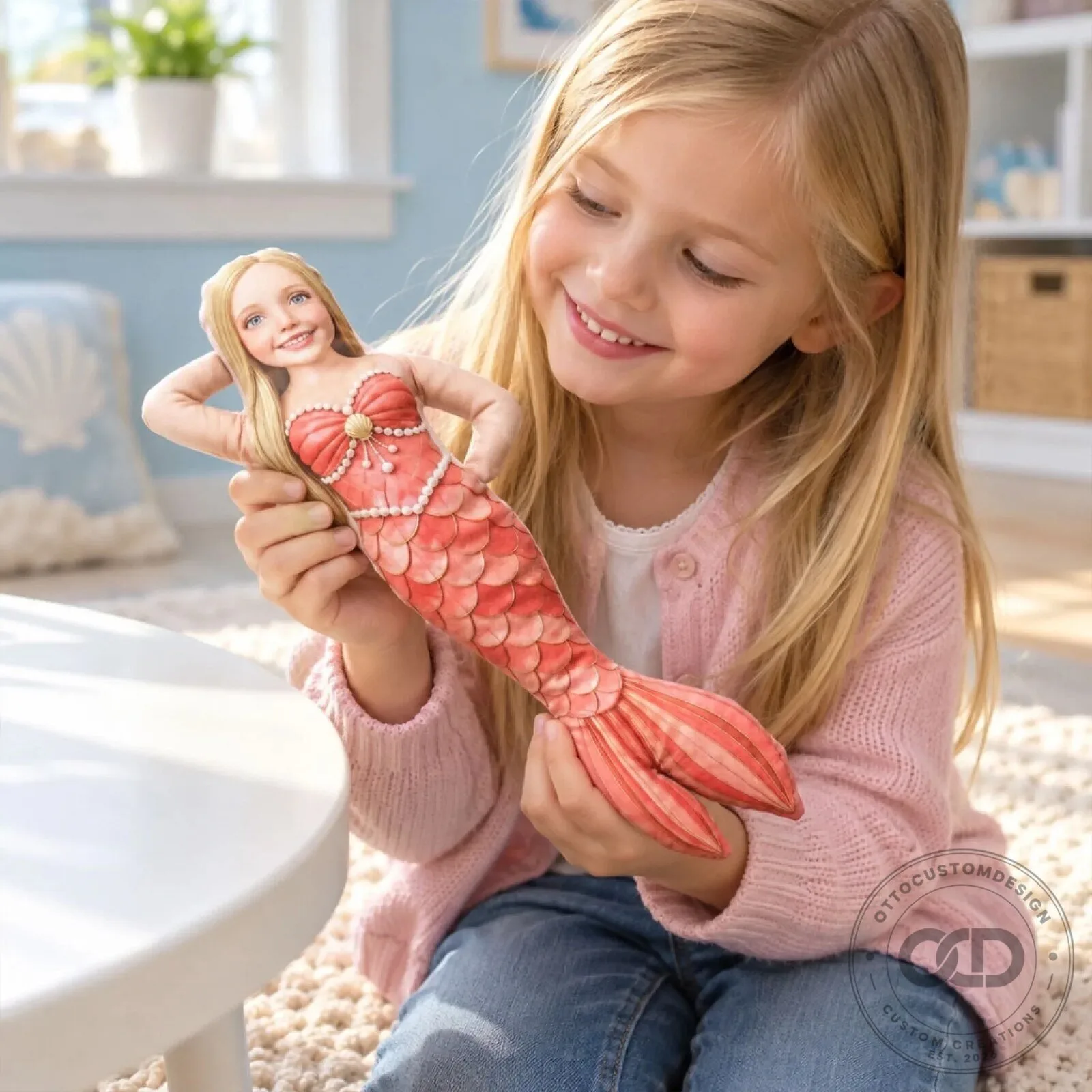 Personalized Mermaid Poseable Plush Doll with Custom Face and Hair 19 Personalized Mermaid Poseable Plush Doll with Custom Face and Hair
