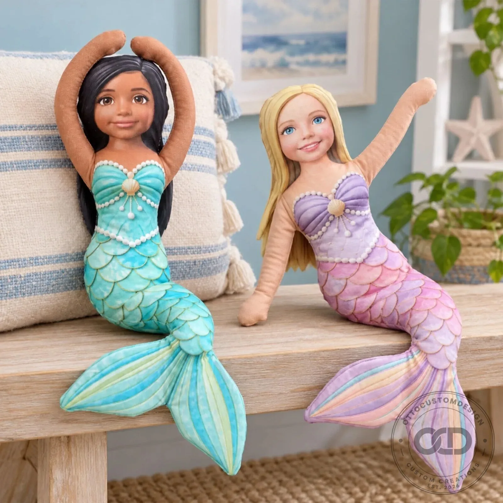 Personalized Mermaid Poseable Plush Doll with Custom Face and Hair 20 Personalized Mermaid Poseable Plush Doll with Custom Face and Hair