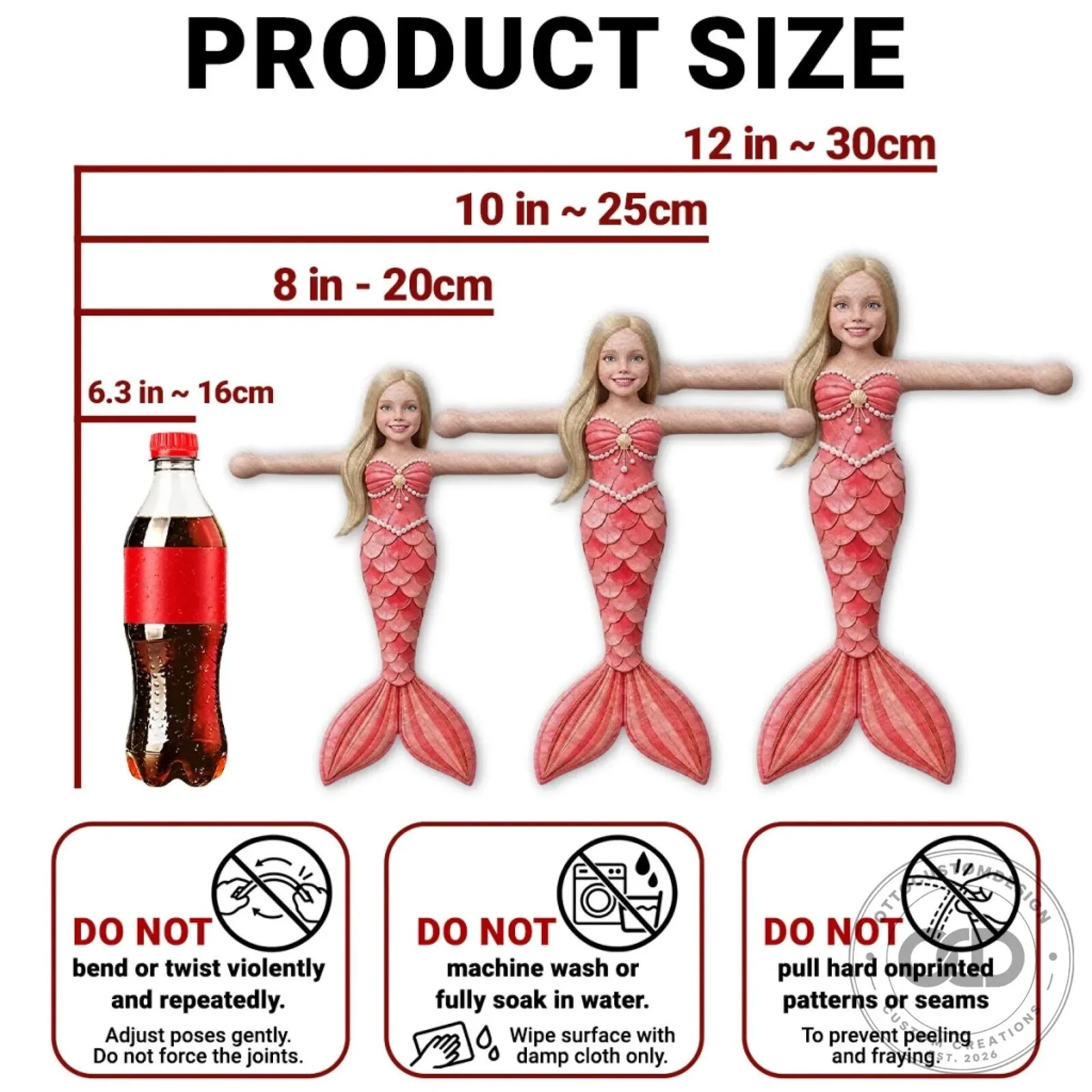 Personalized Mermaid Poseable Plush Doll with Custom Face and Hair 21 Personalized Mermaid Poseable Plush Doll with Custom Face and Hair