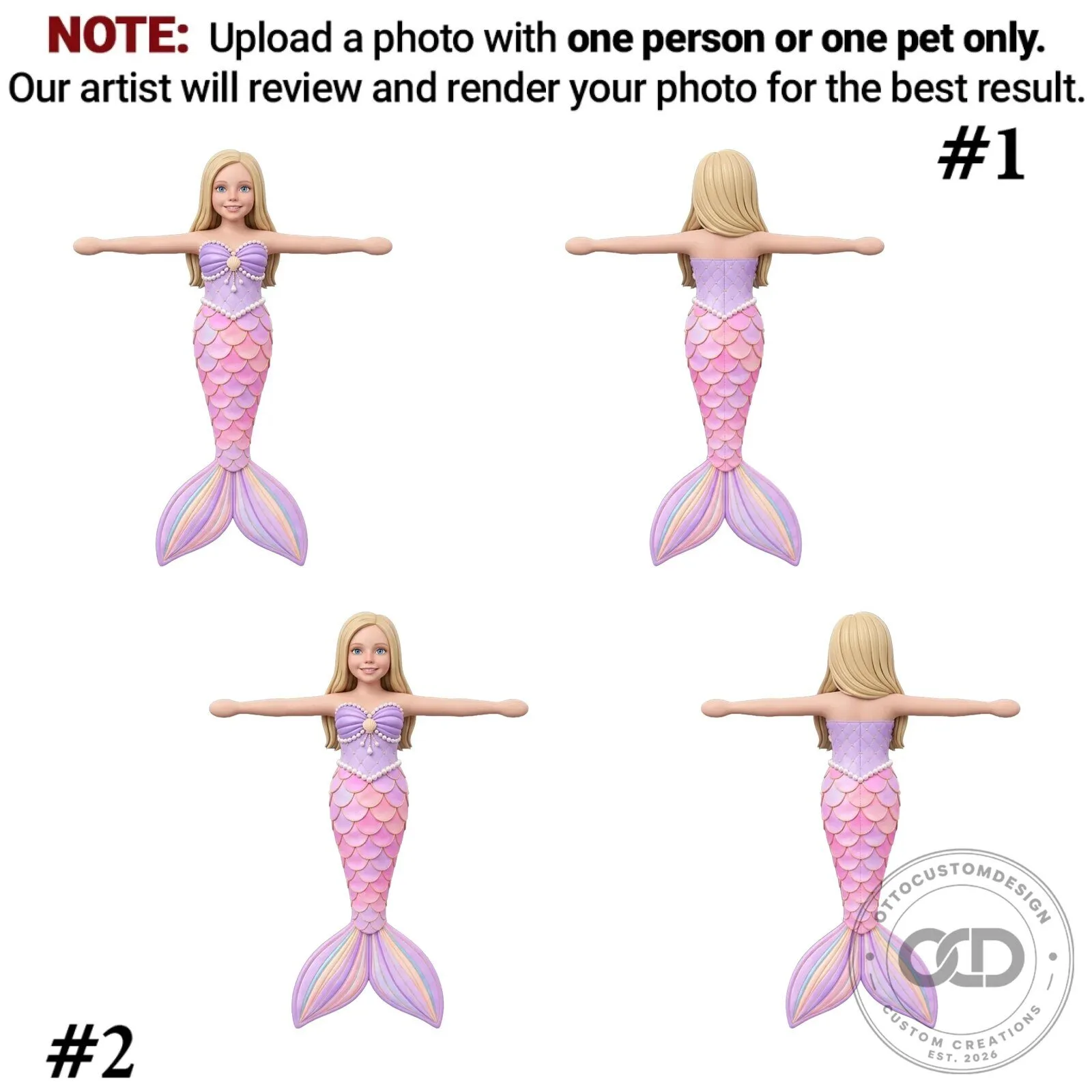 Personalized Mermaid Poseable Plush Doll with Custom Face and Hair 24 Personalized Mermaid Poseable Plush Doll with Custom Face and Hair