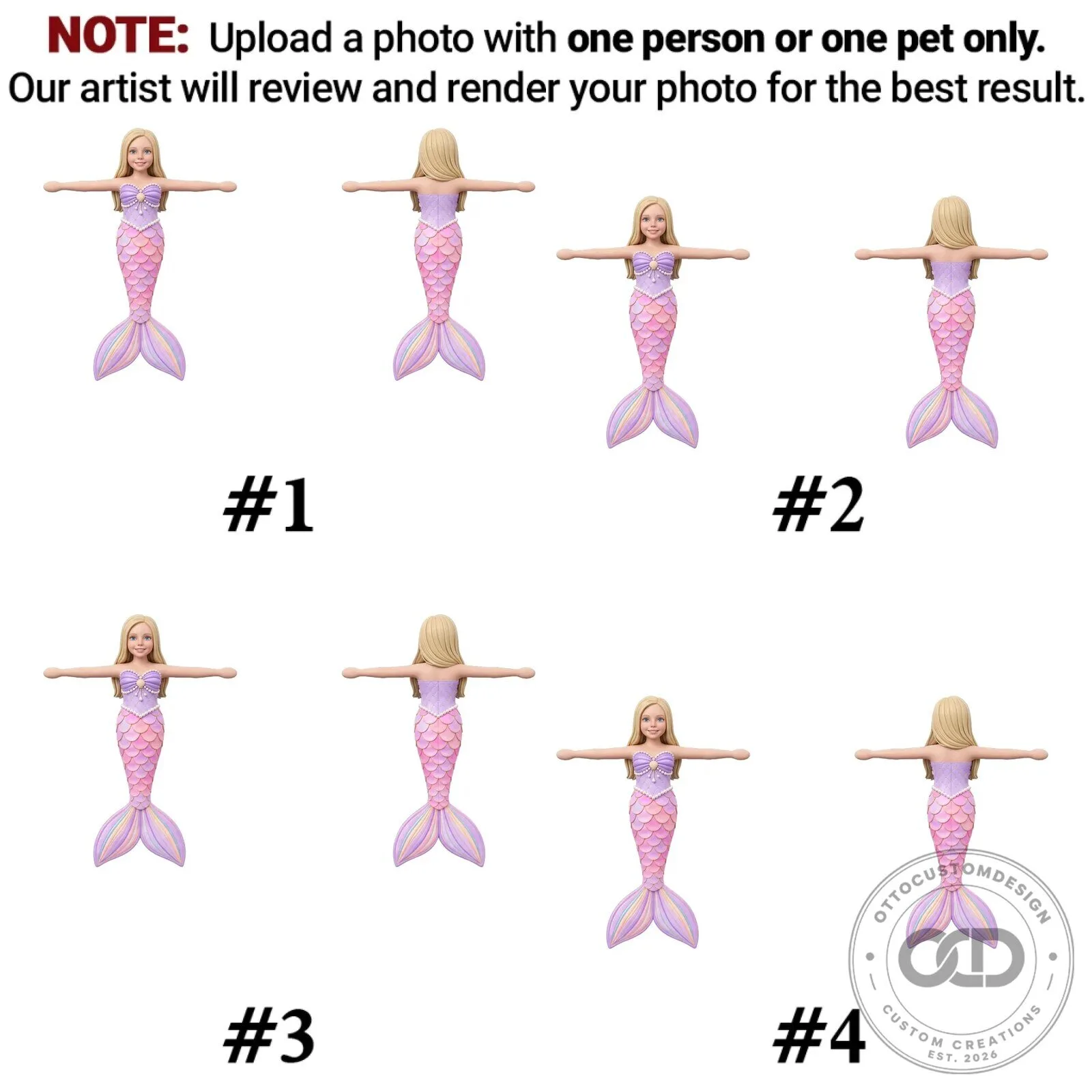 Personalized Mermaid Poseable Plush Doll with Custom Face and Hair 26 Personalized Mermaid Poseable Plush Doll with Custom Face and Hair