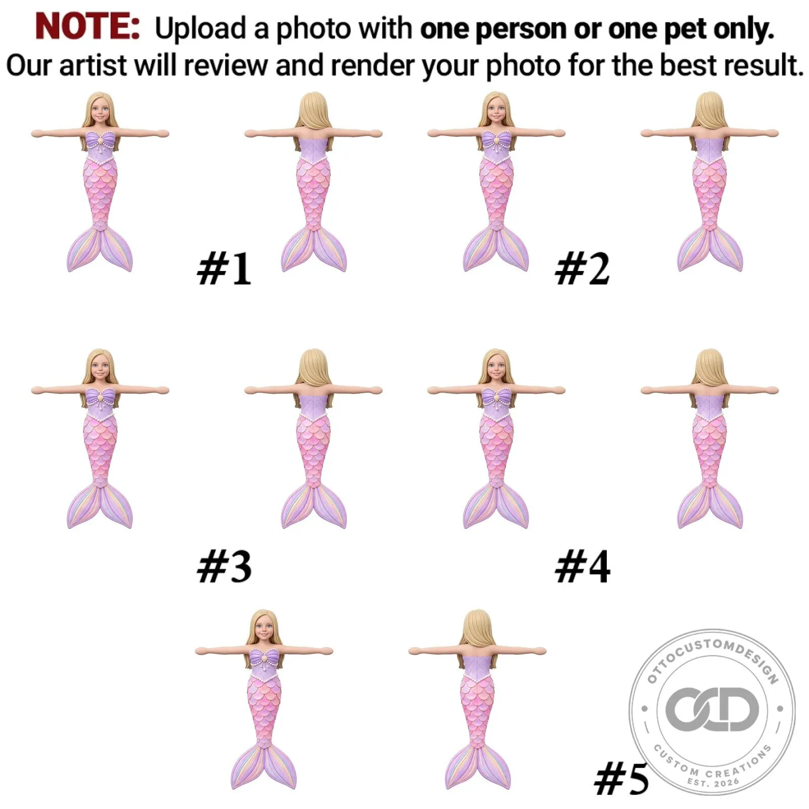 Personalized Mermaid Poseable Plush Doll with Custom Face and Hair 27 Personalized Mermaid Poseable Plush Doll with Custom Face and Hair