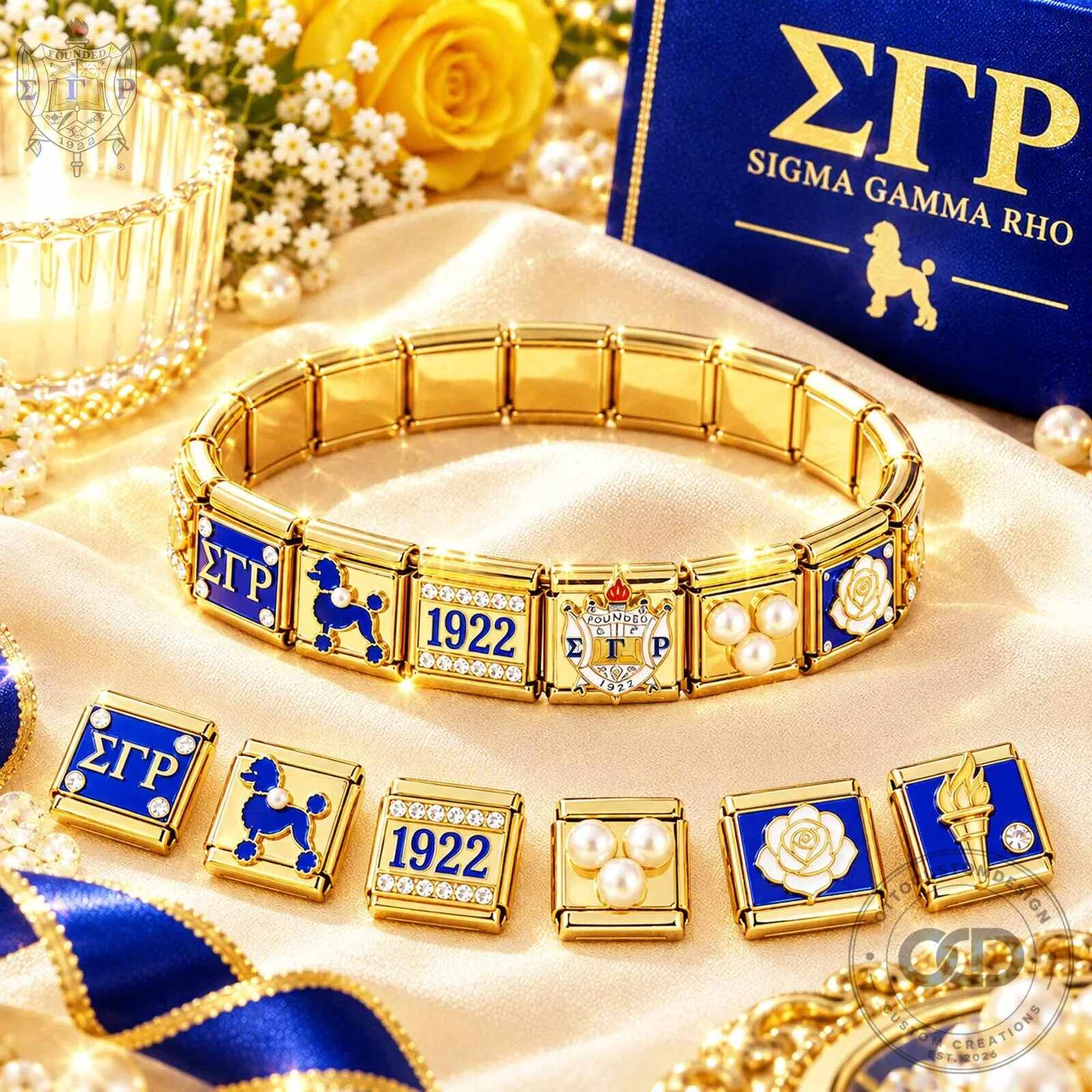 Sigma Gamma Rho Gold Italian Charm Bracelet 1 Sigma Gamma Rho Gold Italian Charm Bracelet