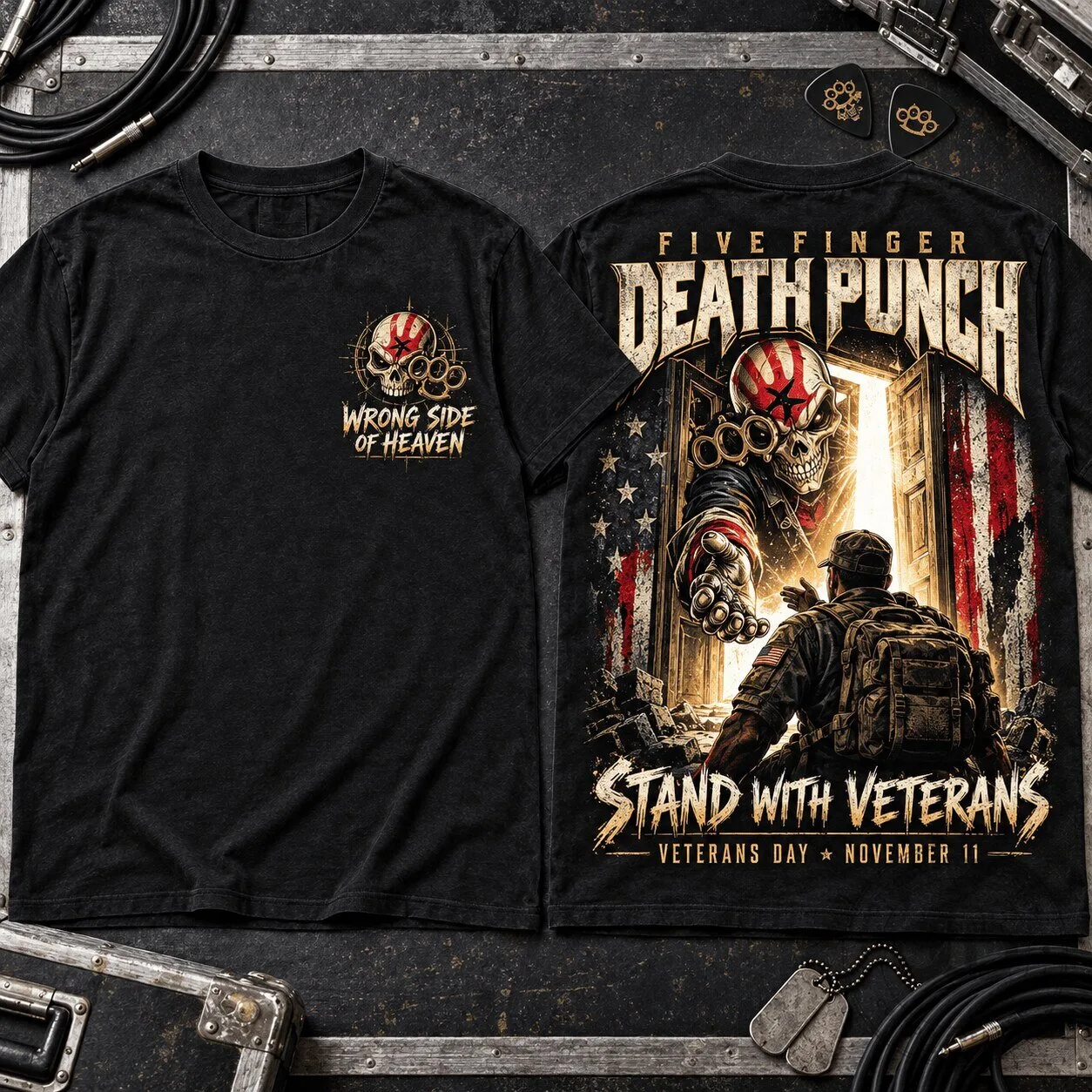 Five Finger Death Punch Stand With Veterans Wrong Side of Heaven T-Shirt