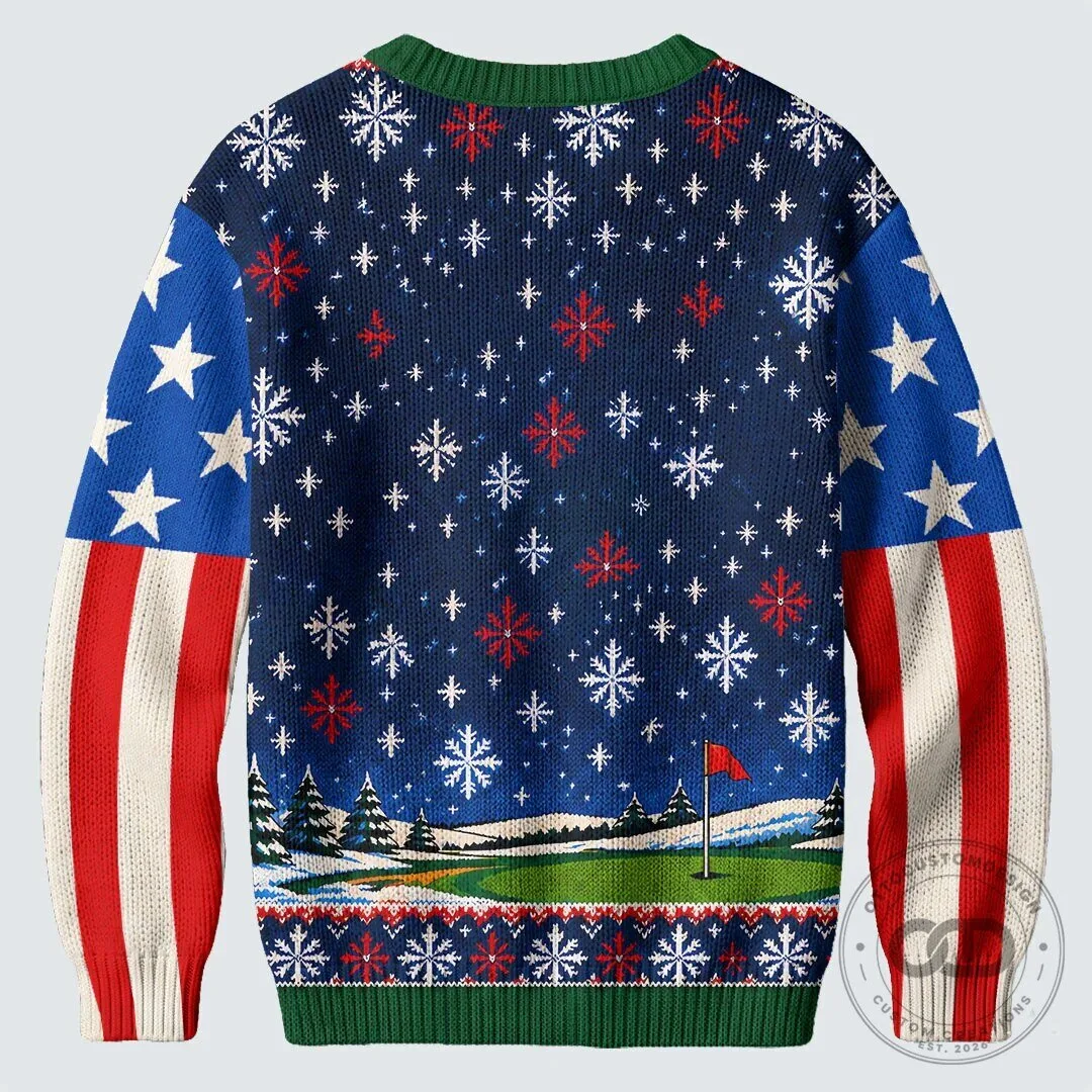 Fore Jesus Golfing Santa Claus American Flag Ugly Christmas Sweater 20 Fore Jesus Golfing Santa Claus American Flag Ugly Christmas Sweater