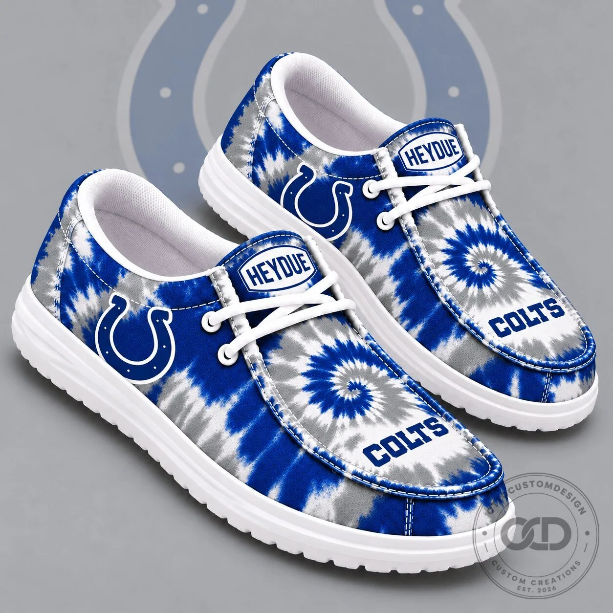 Indianapolis Colts NFL Tie Dye Hey Dude Style Shoes - Lightweight Comfort Loafers