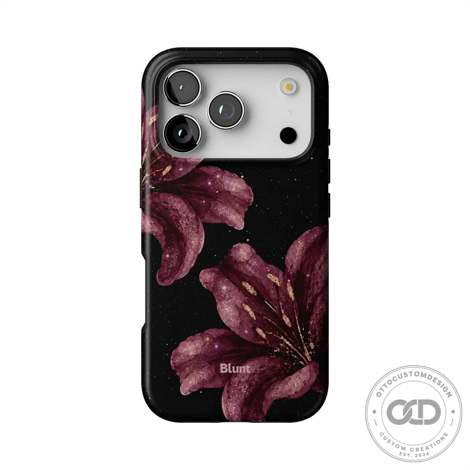 Sparkling Burgundy Lily Floral iPhone Case