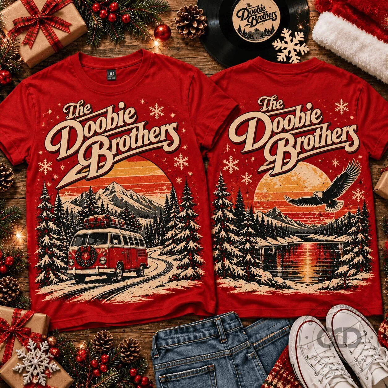 The Doobie Brothers Christmas Holiday Vintage Van Graphic T-Shirt 3 The Doobie Brothers Christmas Holiday Vintage Van Graphic T-Shirt