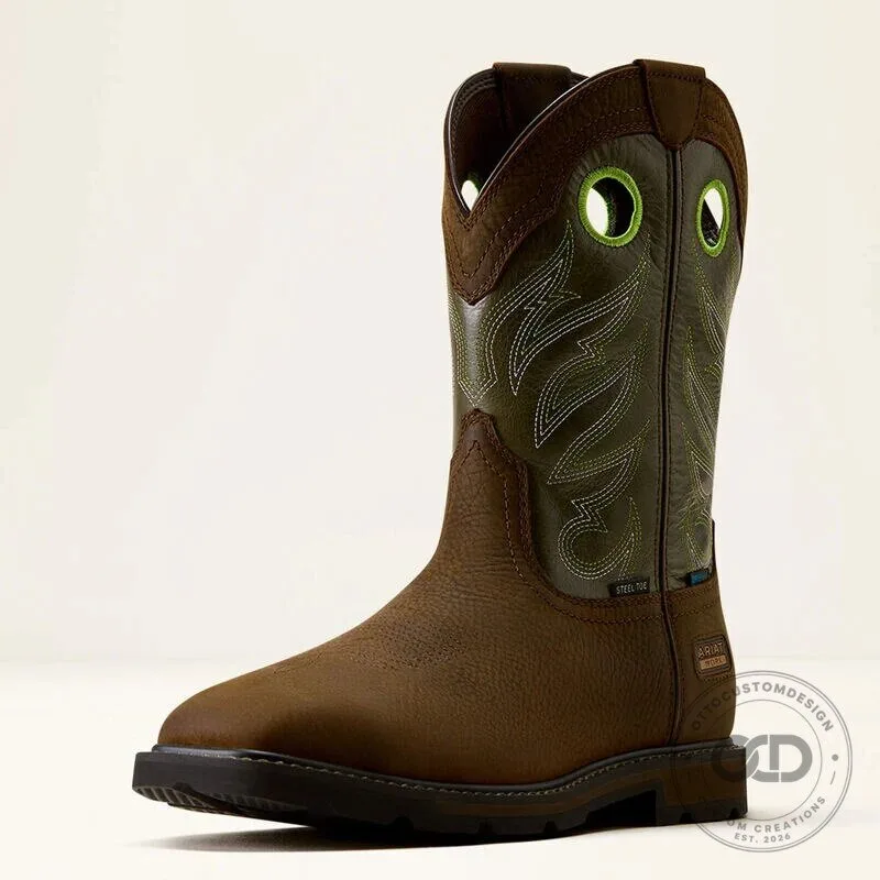 Ariat Men's Groundwork Waterproof Wide Square Toe Steel Toe Work Boots 8 Ariat Men